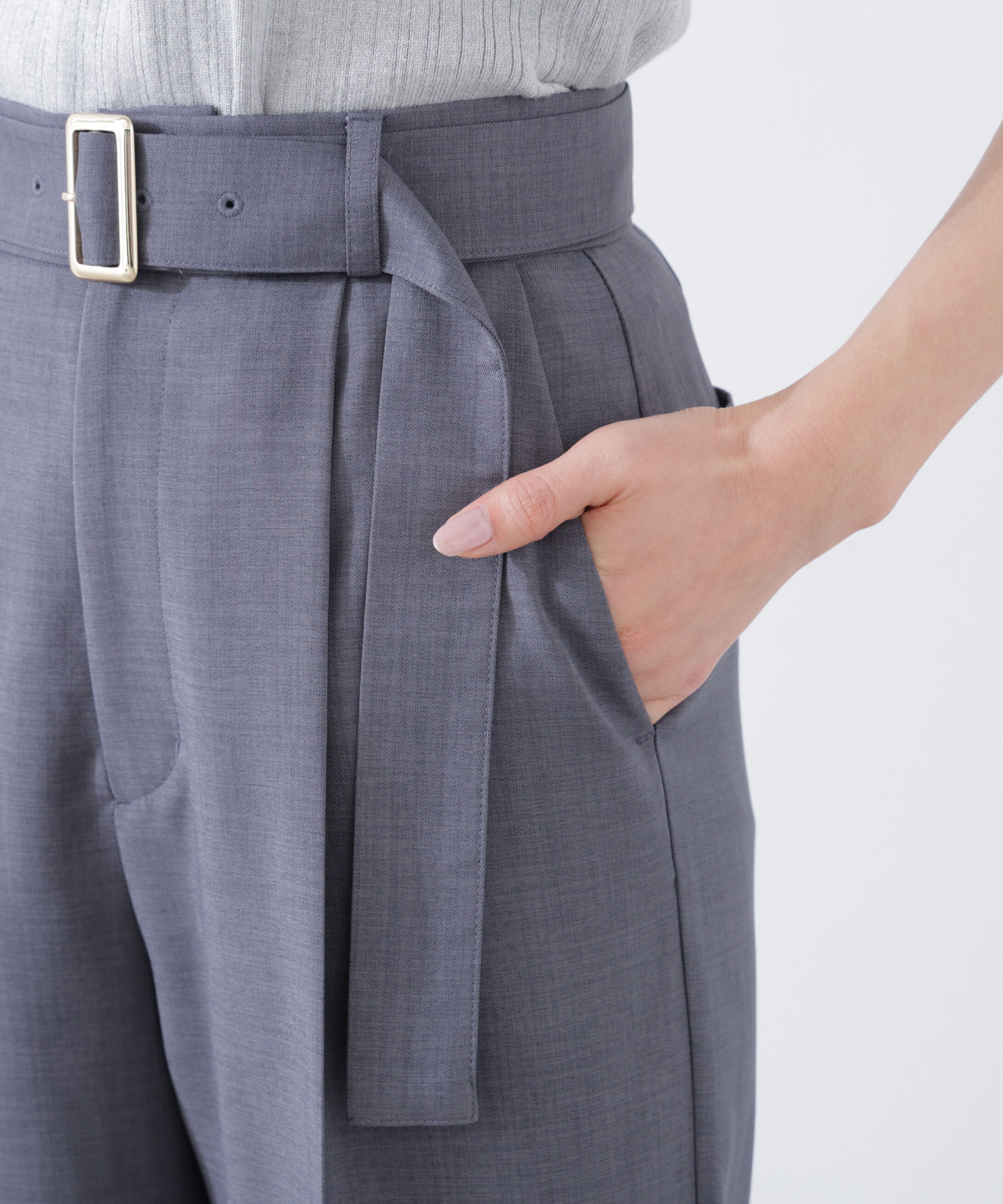 PROPORTION BODY DRESSING「＜ウォッシャブル＞ベルト付きタックワイドパンツ　26SS」|その他|