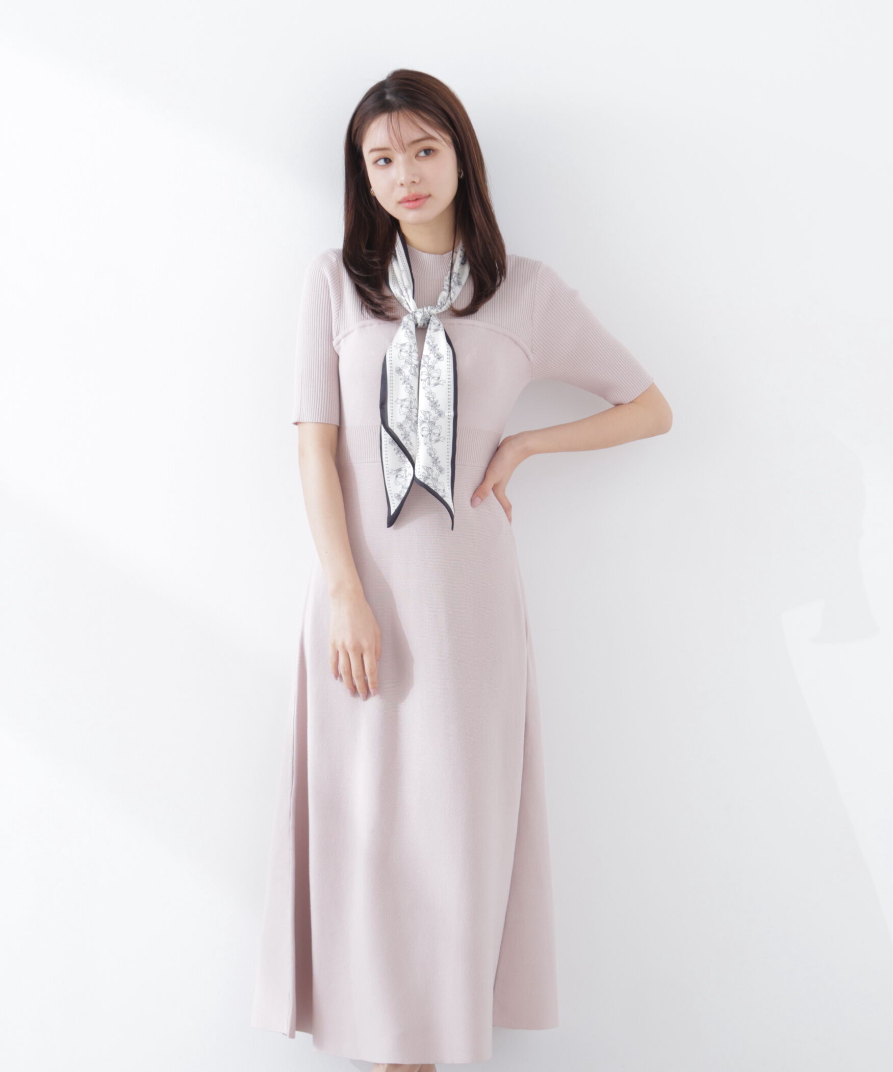 PROPORTION BODY DRESSING「スカーフ付きニットワンピース　26SS」|ワンピース|ピンク