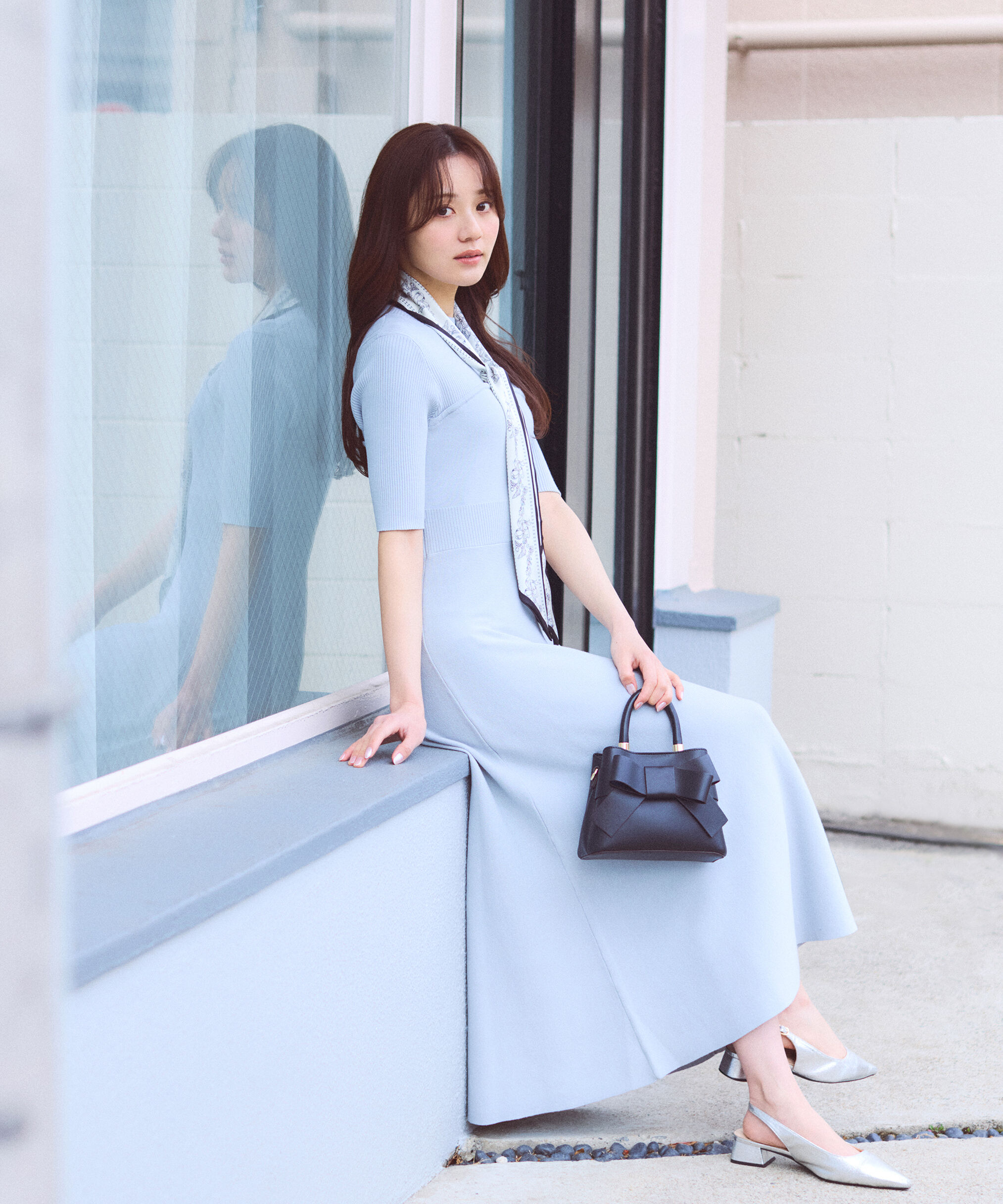 PROPORTION BODY DRESSING「スカーフ付きニットワンピース　26SS」|ワンピース|ブルー