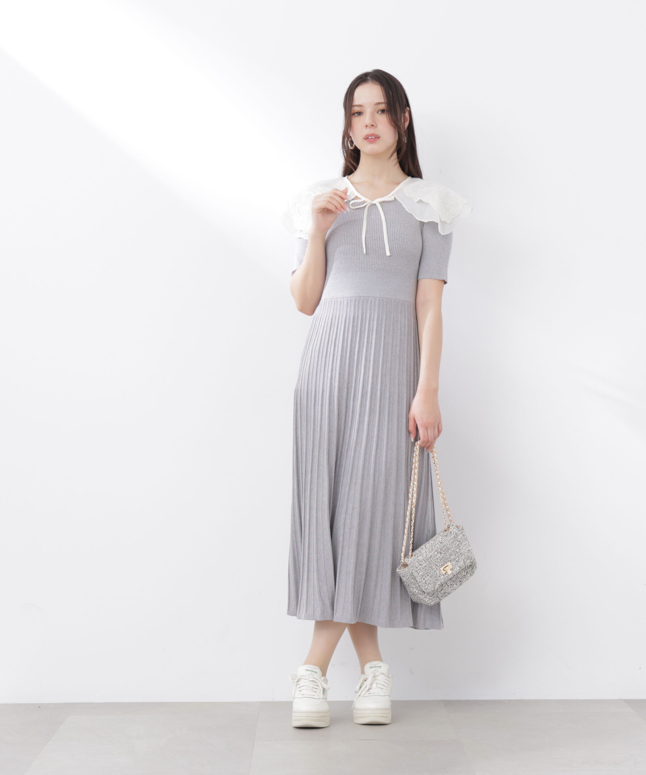 PROPORTION BODY DRESSING「《EDIT COLOGNE》レースカラー2wayニットワンピース　26SS」|ワンピース|