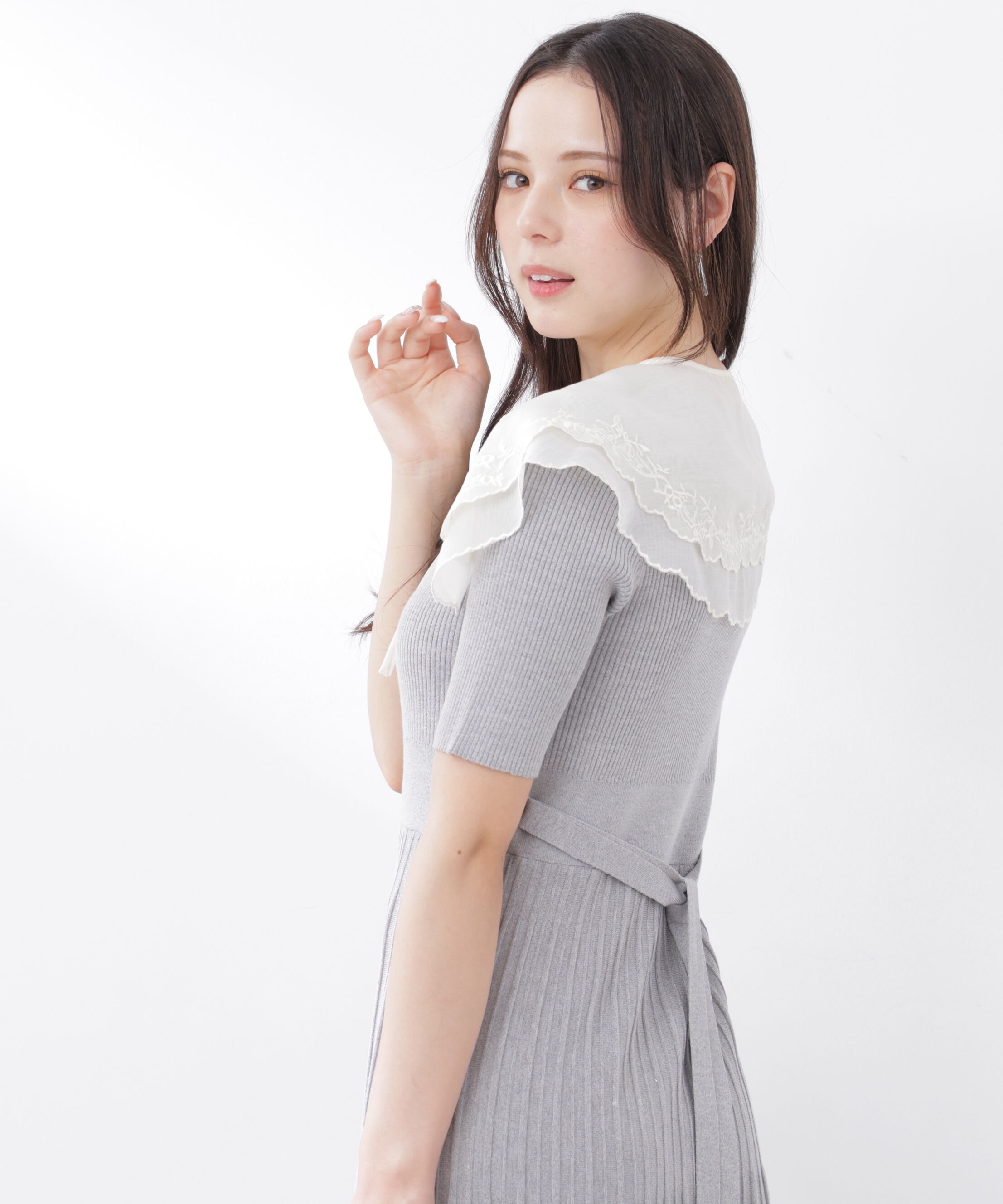 PROPORTION BODY DRESSING「《EDIT COLOGNE》レースカラー2wayニットワンピース　26SS」|ワンピース|