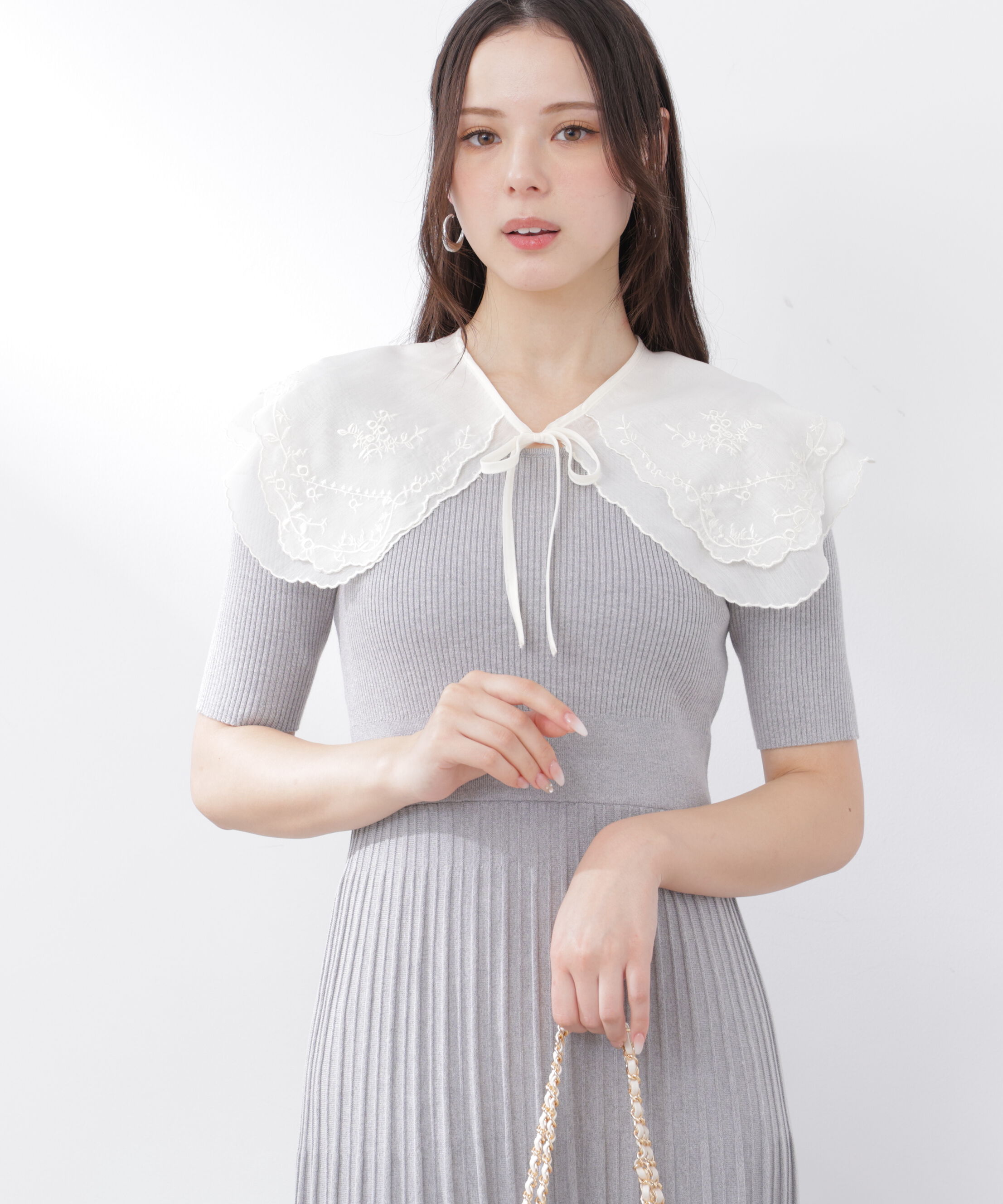 PROPORTION BODY DRESSING「《EDIT COLOGNE》レースカラー2wayニットワンピース　26SS」|ワンピース|