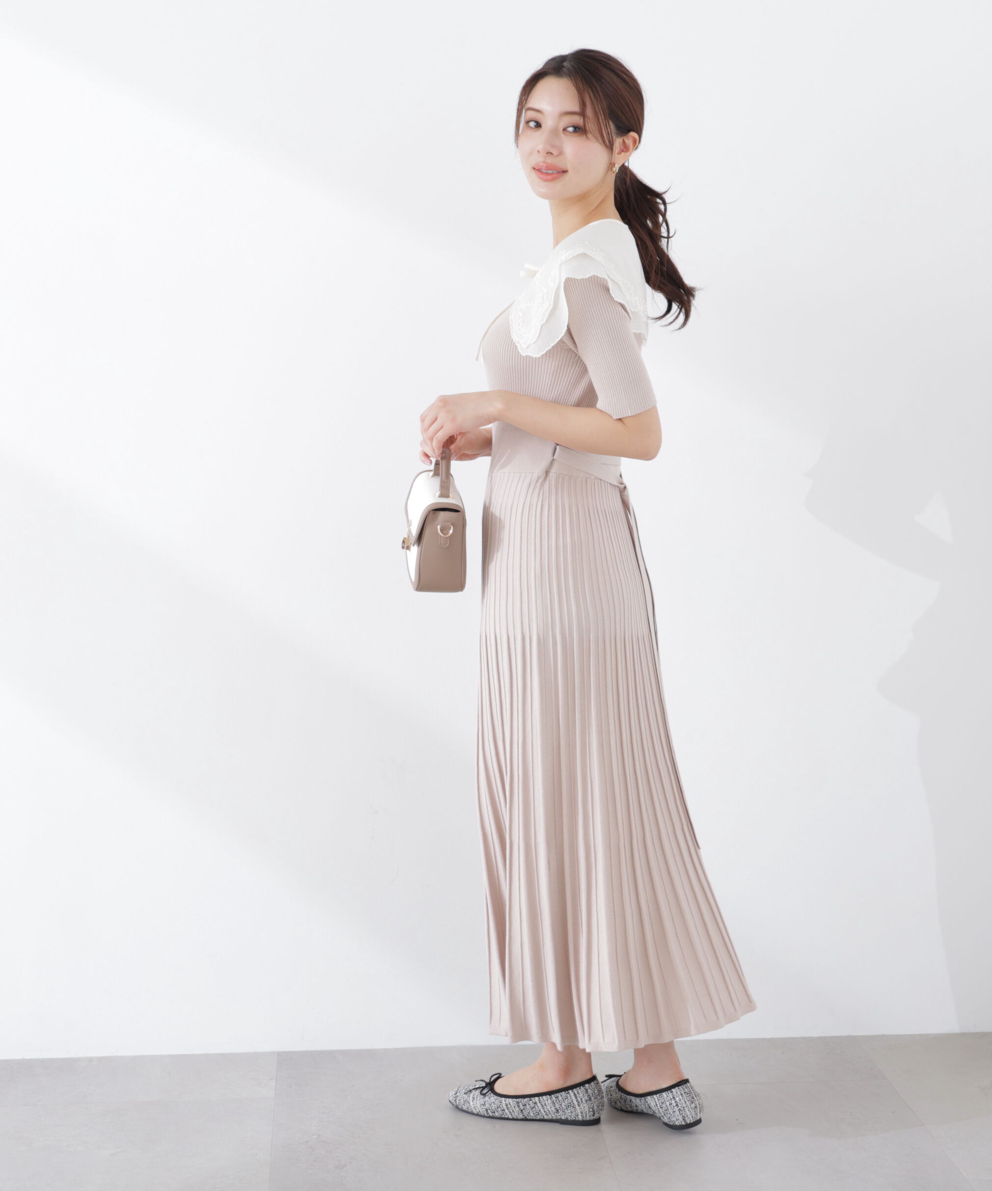 PROPORTION BODY DRESSING「《EDIT COLOGNE》レースカラー2wayニットワンピース　26SS」|ワンピース|