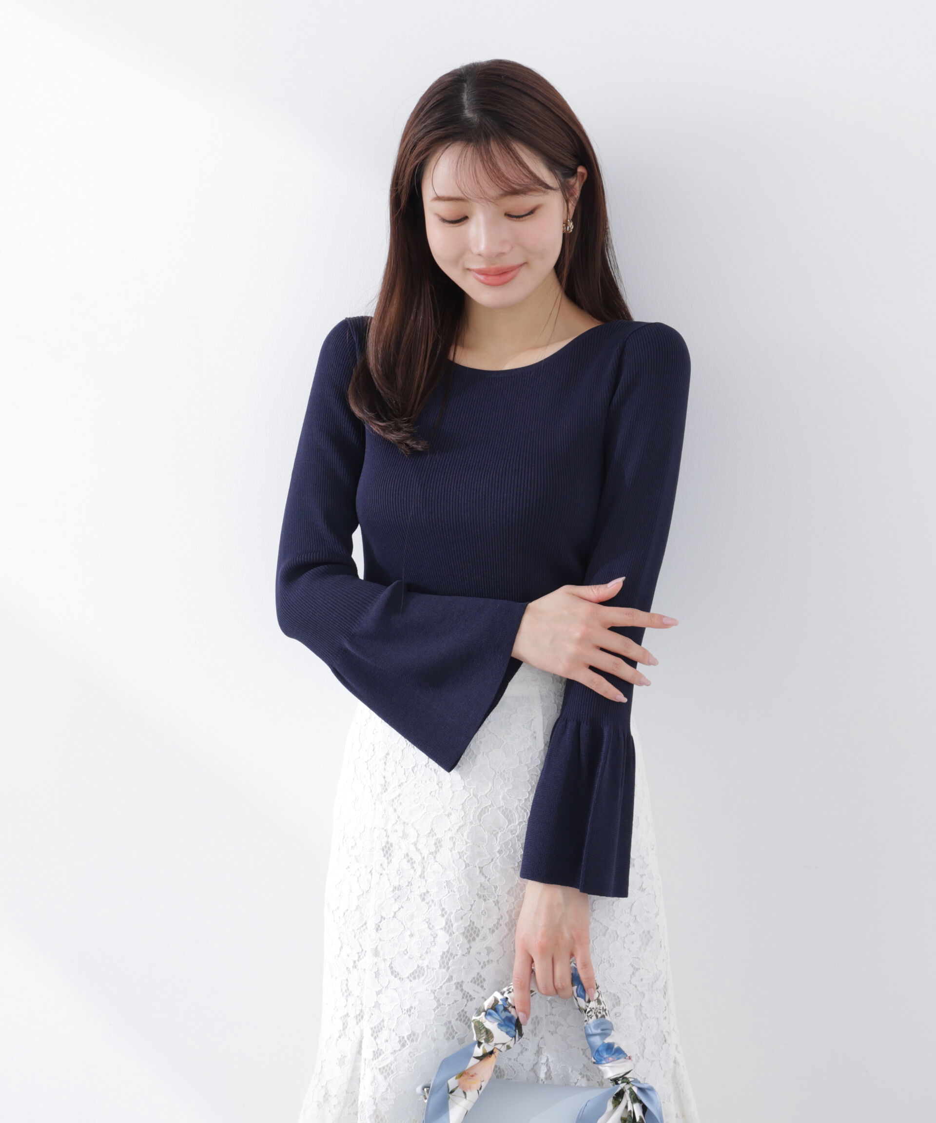 PROPORTION BODY DRESSING「フォルムスリーブニット　26SS」|ニット・セーター|ネイビー