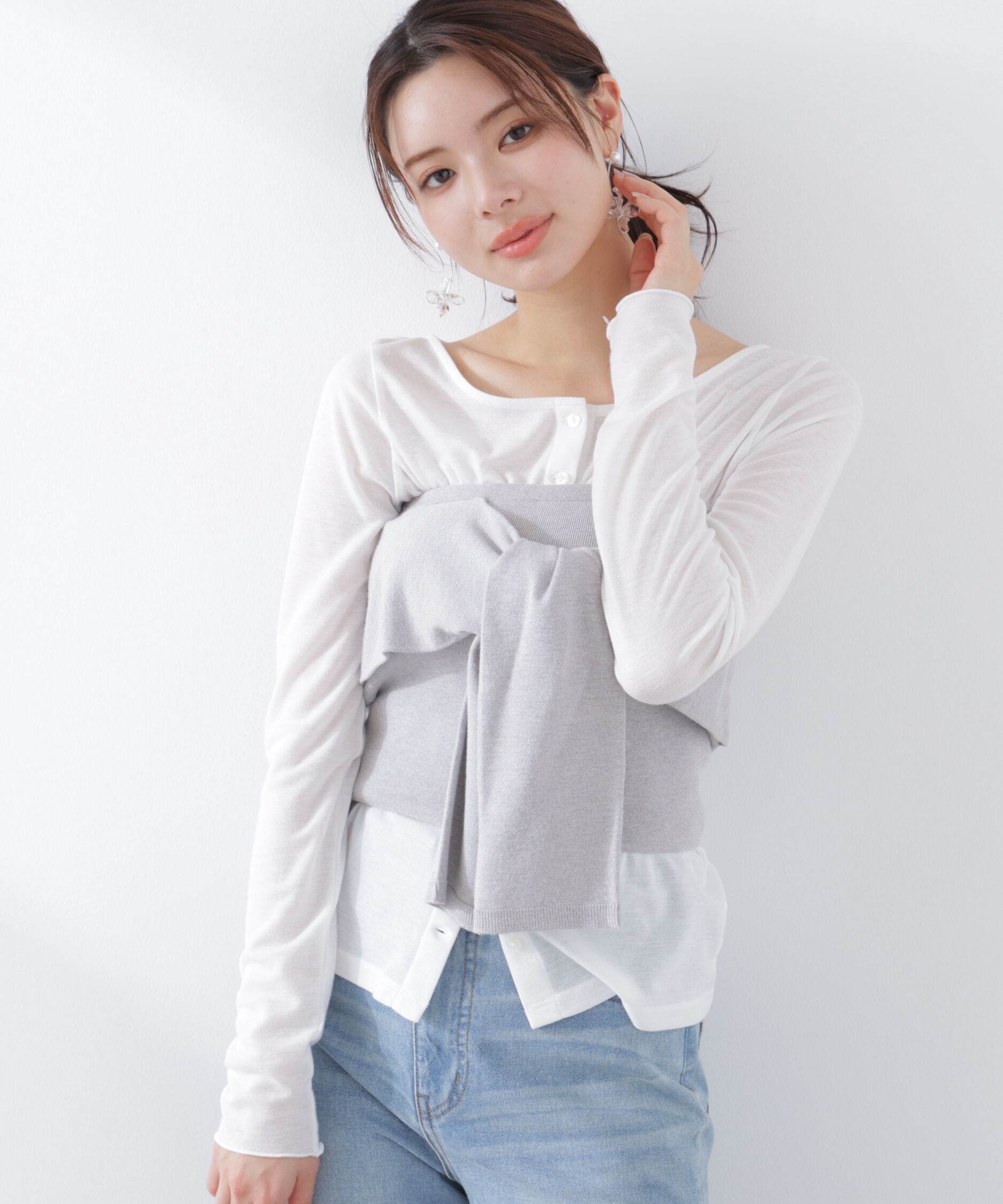 PROPORTION BODY DRESSING「〈a/mie〉リボンニットビスチェ　26SS」|カーディガン|