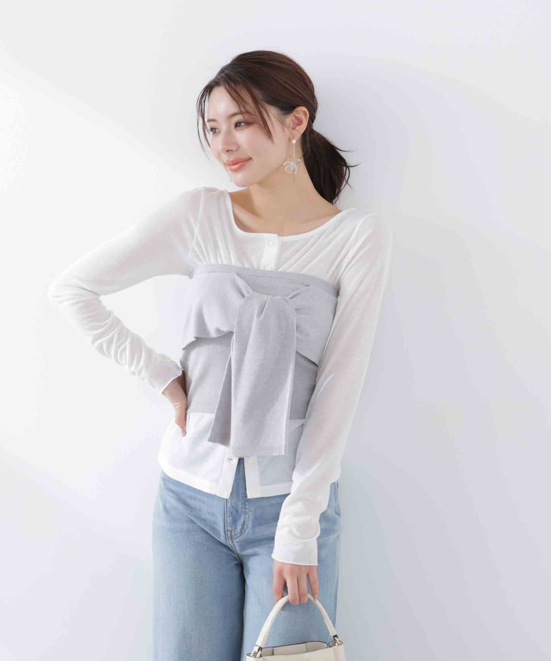 PROPORTION BODY DRESSING「〈a/mie〉リボンニットビスチェ　26SS」|カーディガン|