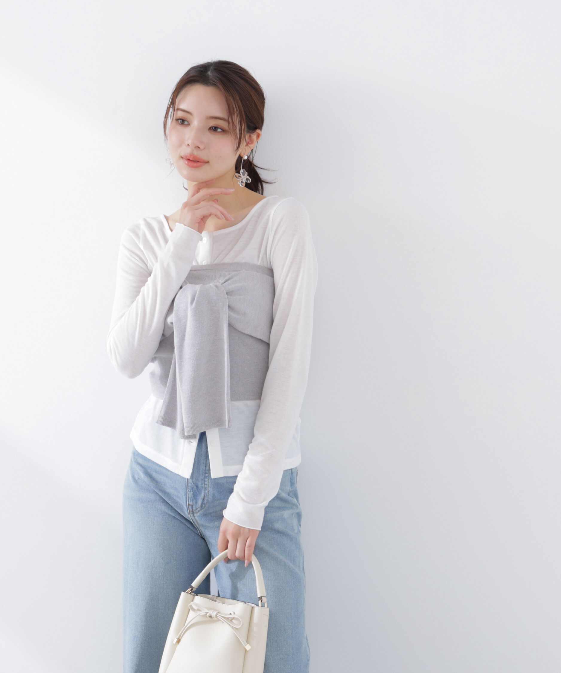 PROPORTION BODY DRESSING「〈a/mie〉リボンニットビスチェ　26SS」|カーディガン|