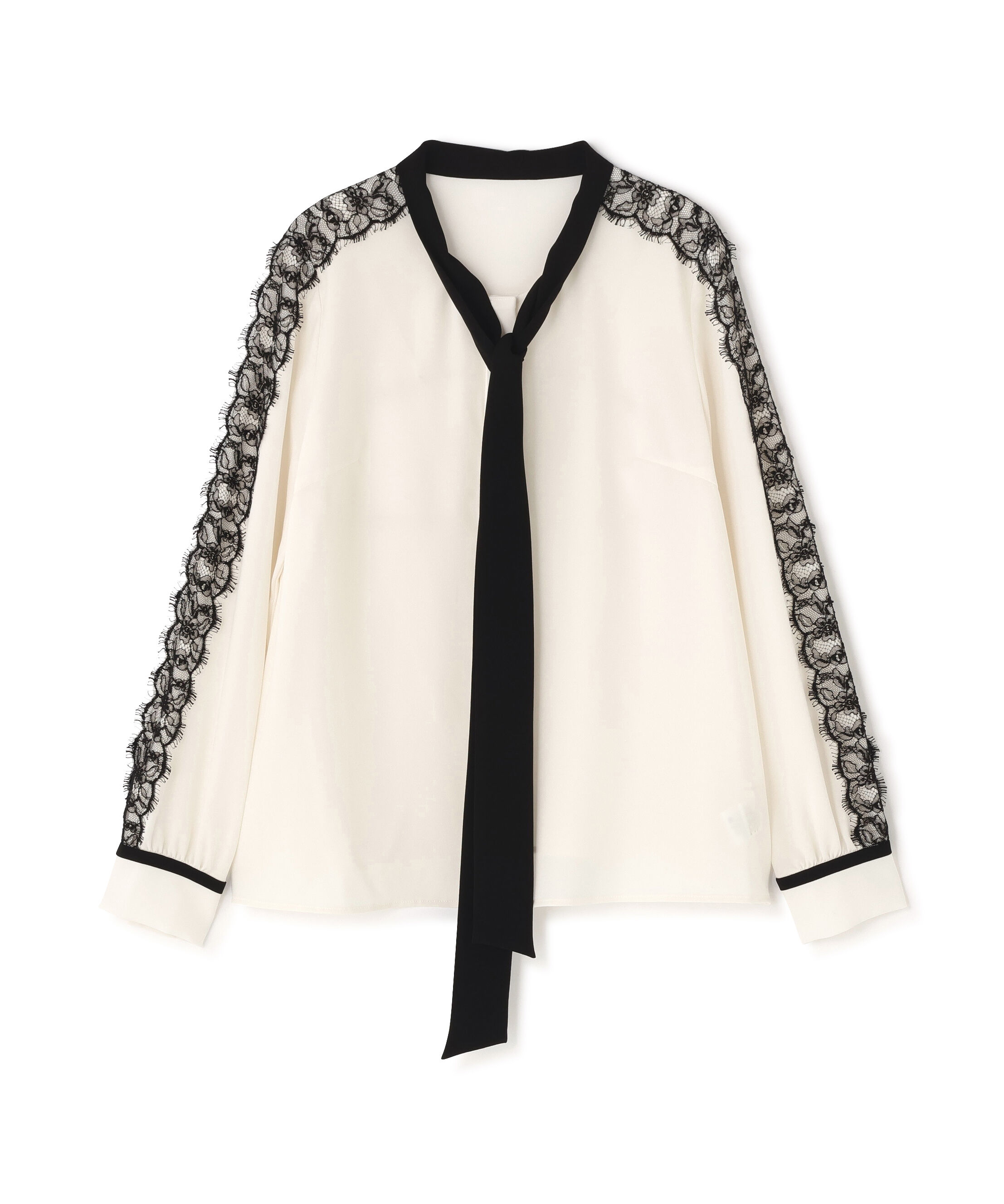  「レースコンビバイカラーリボンブラウス」|シャツ・ブラウス|