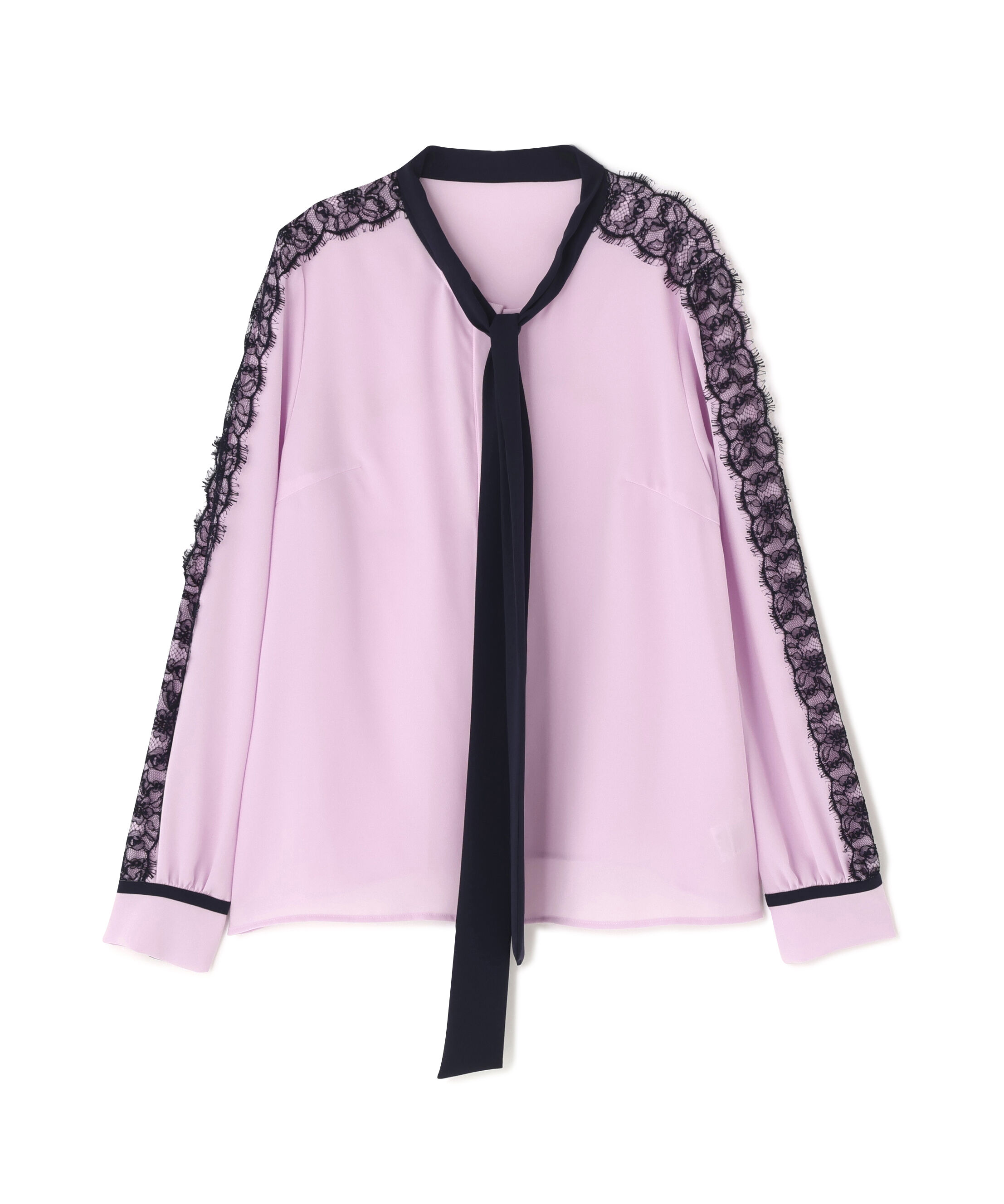  「レースコンビバイカラーリボンブラウス」|シャツ・ブラウス|