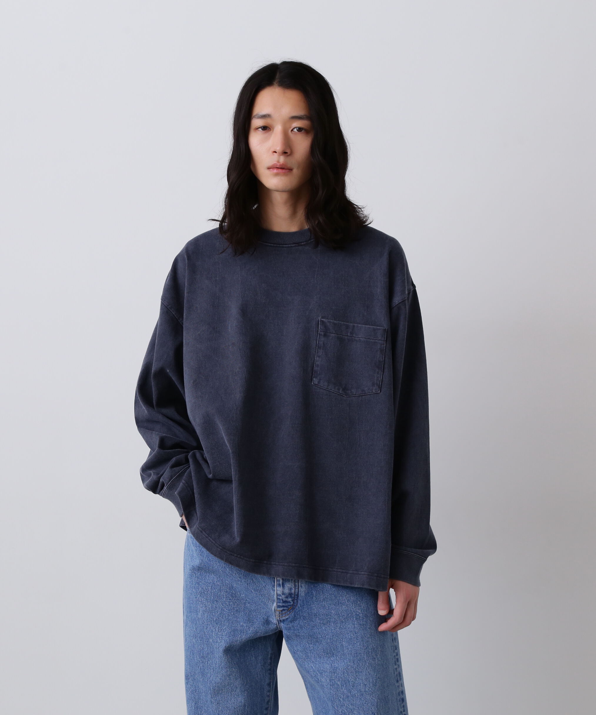 YLEVE 「YLEVE / OPEN END COTTON PIGMENT DYE PULL OVER」|Tシャツ・カットソー|ネイビー