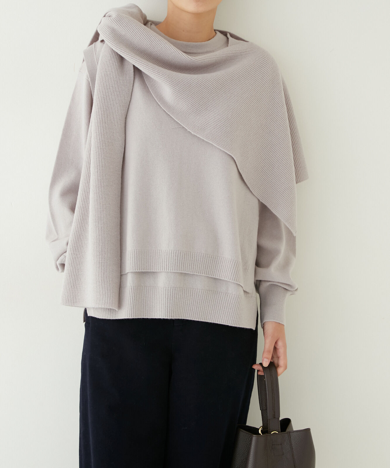  「 ◆コンポーネントニットマフラー」|バンダナ・スカーフ|グレー