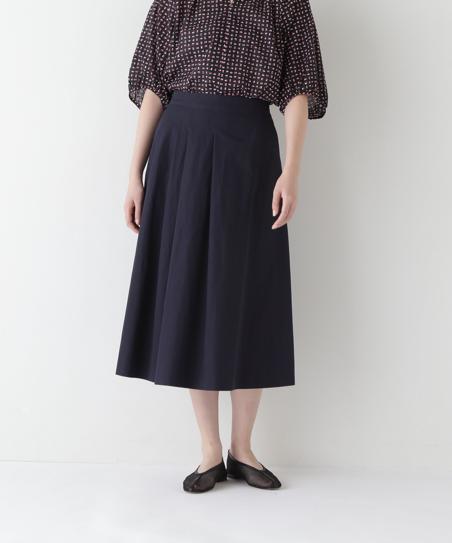  「◆Ｃ／Ｌウェザーアシンメトリータックスカート」|スカート|ネイビー