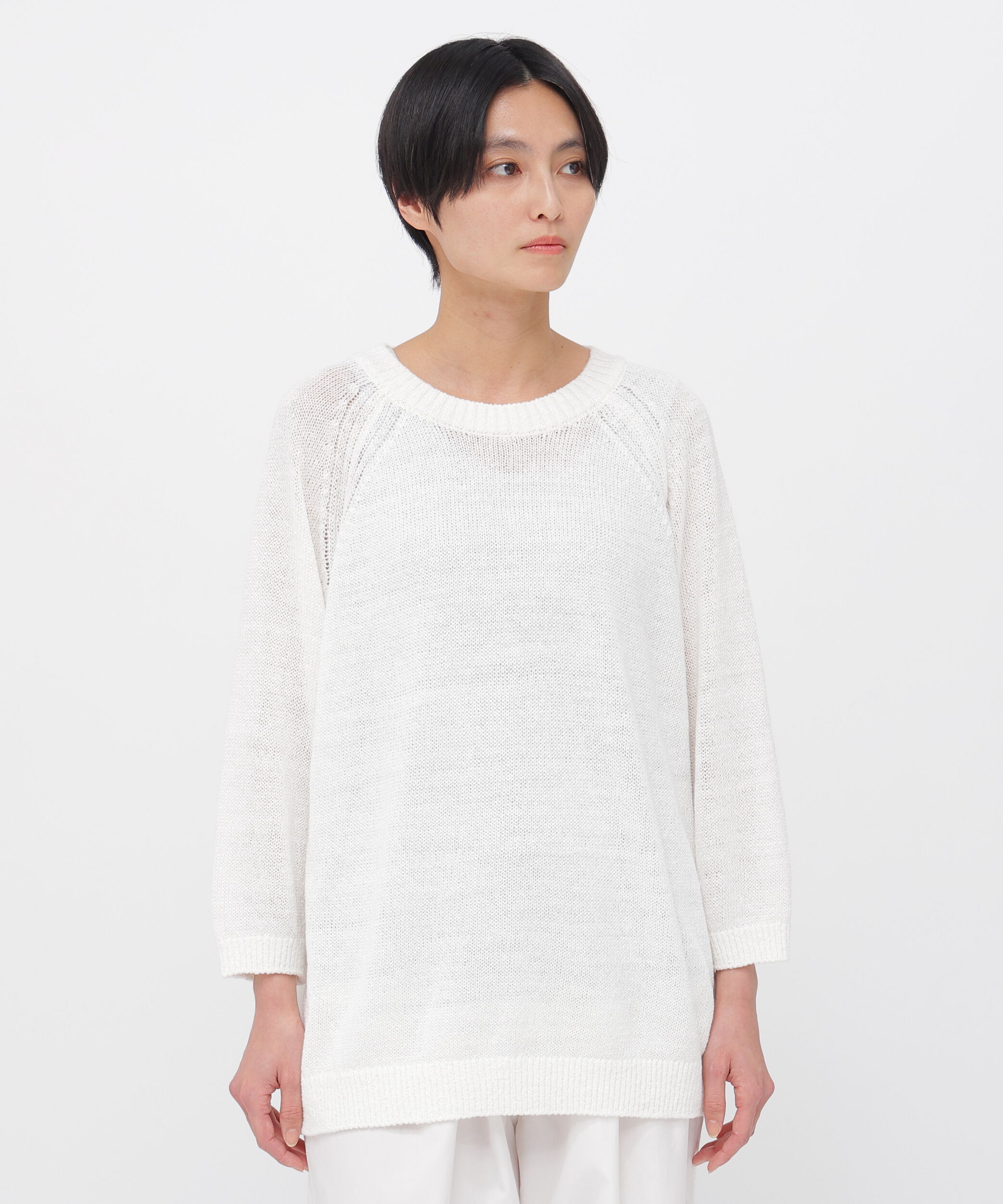 MARGARET HOWELL HOUSEHOLDGOODS「BRAIDED LINEN KNITWEAR」|ニット・セーター|WHITE