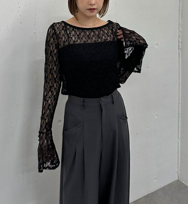 archives「カットレースフレアスリーブＴＯＰＳ」|Tシャツ・カットソー|BLACK