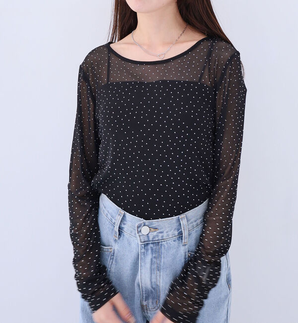 archives「ビジューチュールＴＯＰＳ」|Tシャツ・カットソー|BLACK