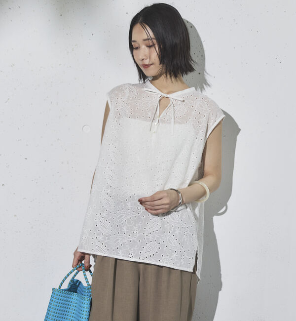 Doux archives「レースノースリブラウス」|シャツ・ブラウス|OFF WHITE
