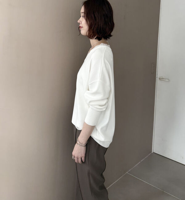 Doux archives「衿レースＶネックニットプルオーバー」|ニット・セーター|