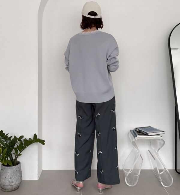 Doux archives「衿レースＶネックニットプルオーバー」|ニット・セーター|