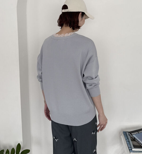 Doux archives「衿レースＶネックニットプルオーバー」|ニット・セーター|