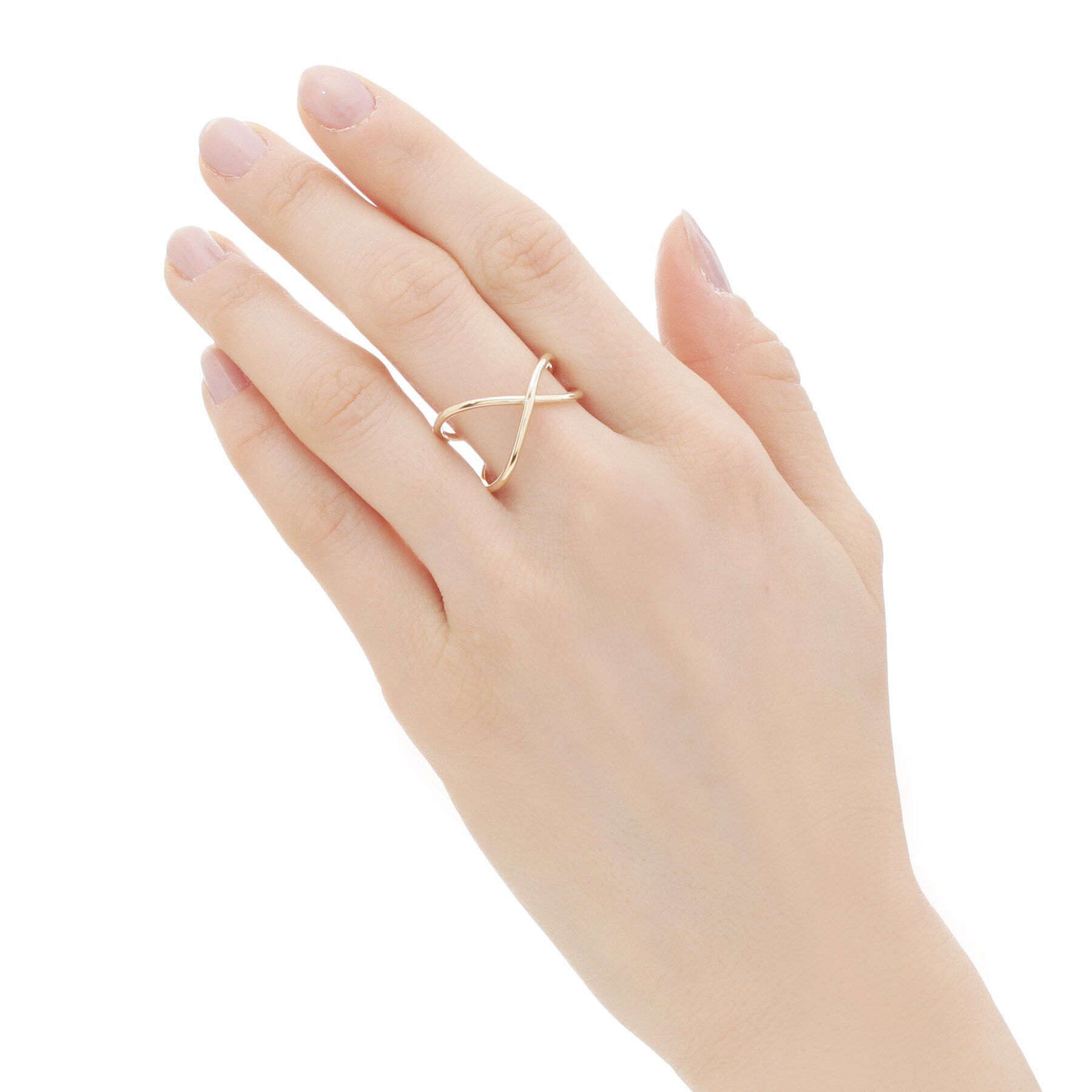 COCOSHNIK「K10ワンストローク アシンメトリー Ｘ リング（16号）」|リング|