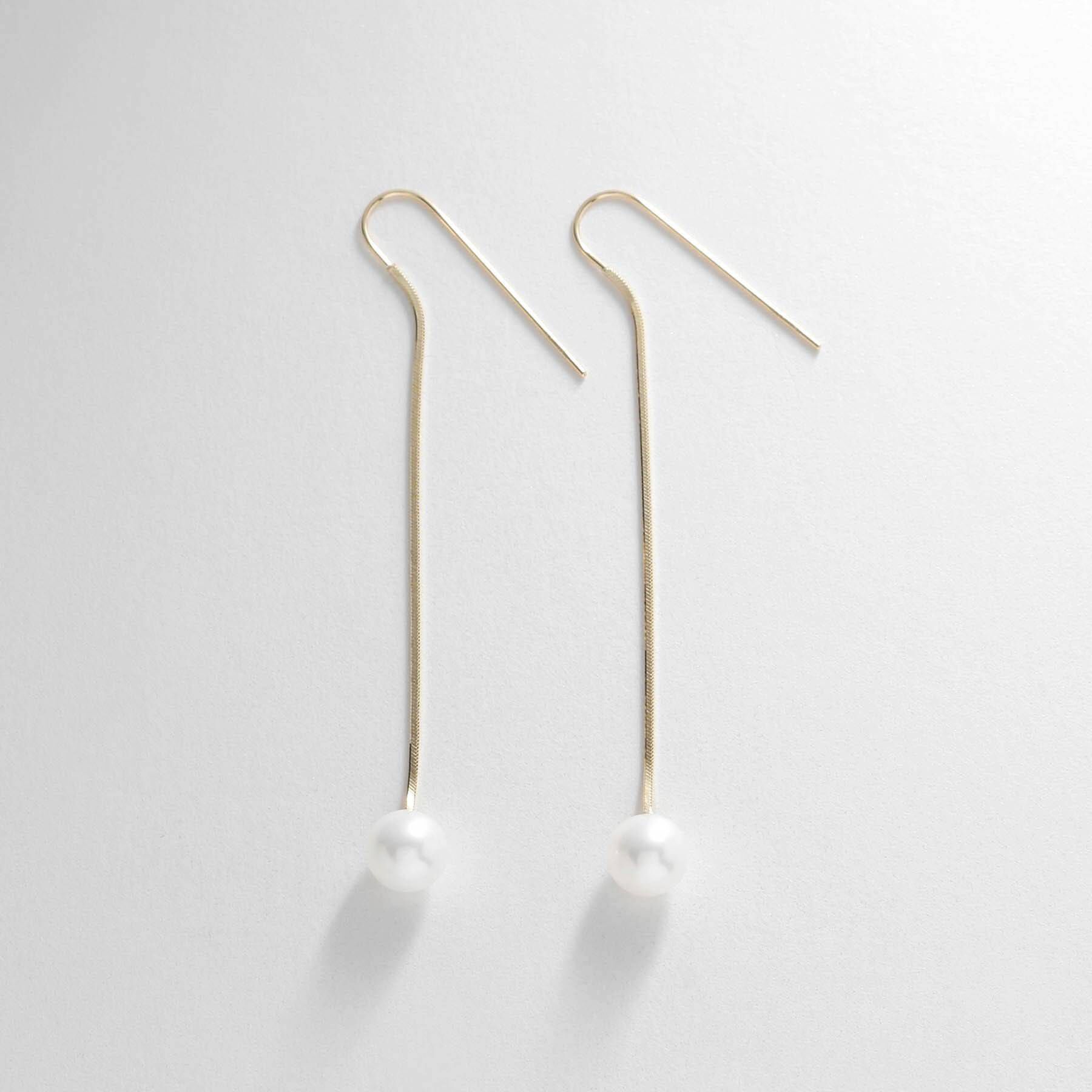 COCOSHNIK「K18パール コンパクトチェーン フックピアス」|ピアス|