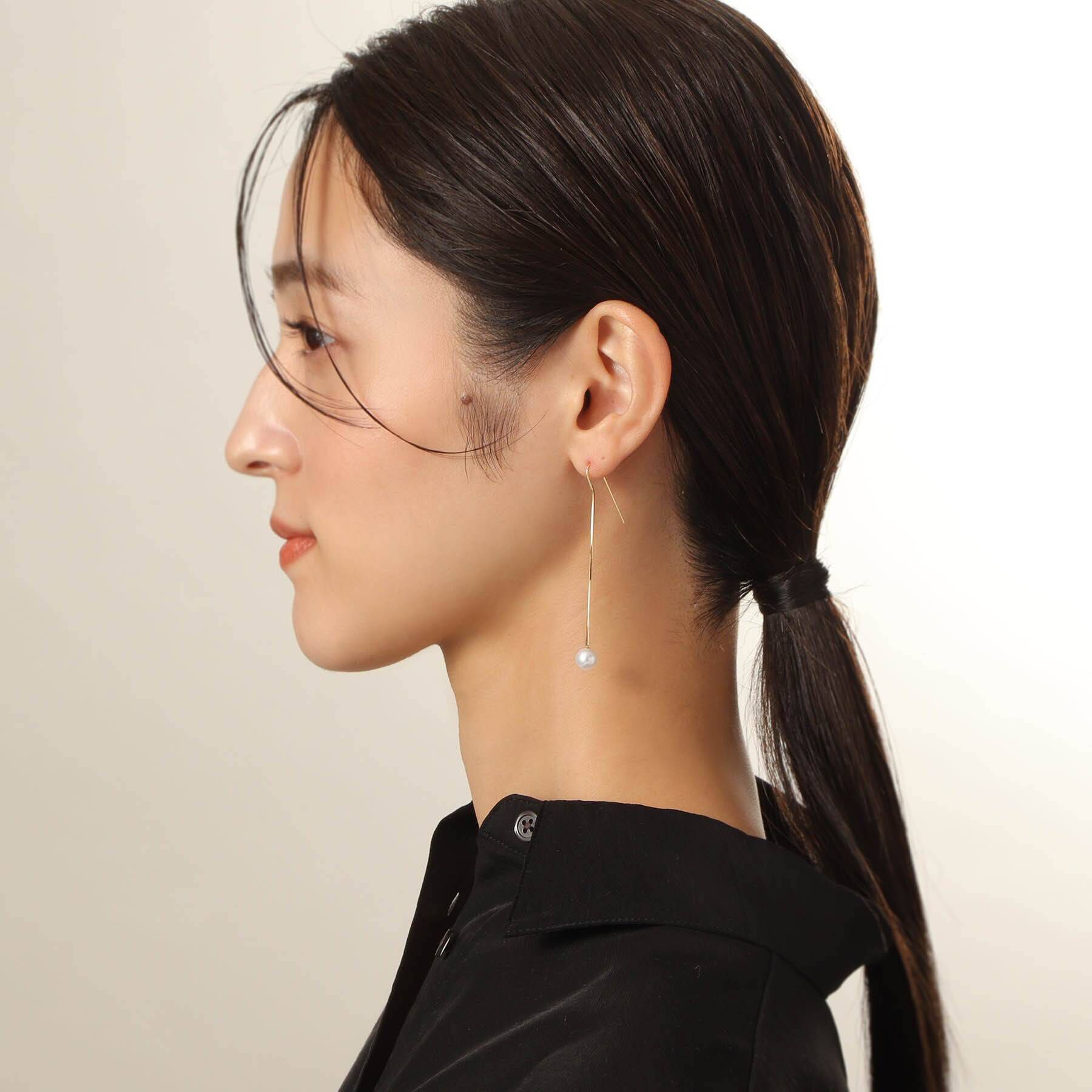 COCOSHNIK「K18パール コンパクトチェーン フックピアス」|ピアス|