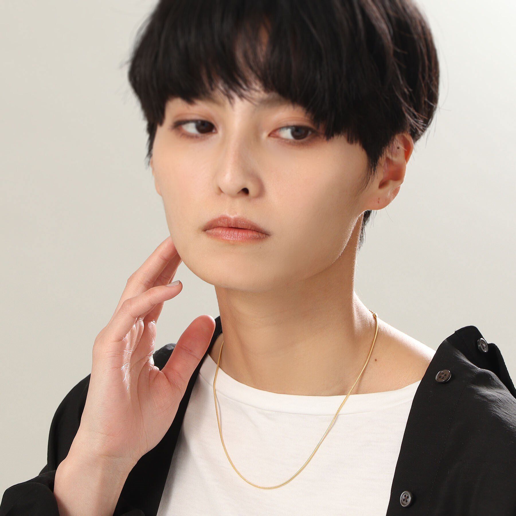 COCOSHNIK ONKITSCH「シルバー デザインチェーン スネークネックレス GP」|ネックレス|