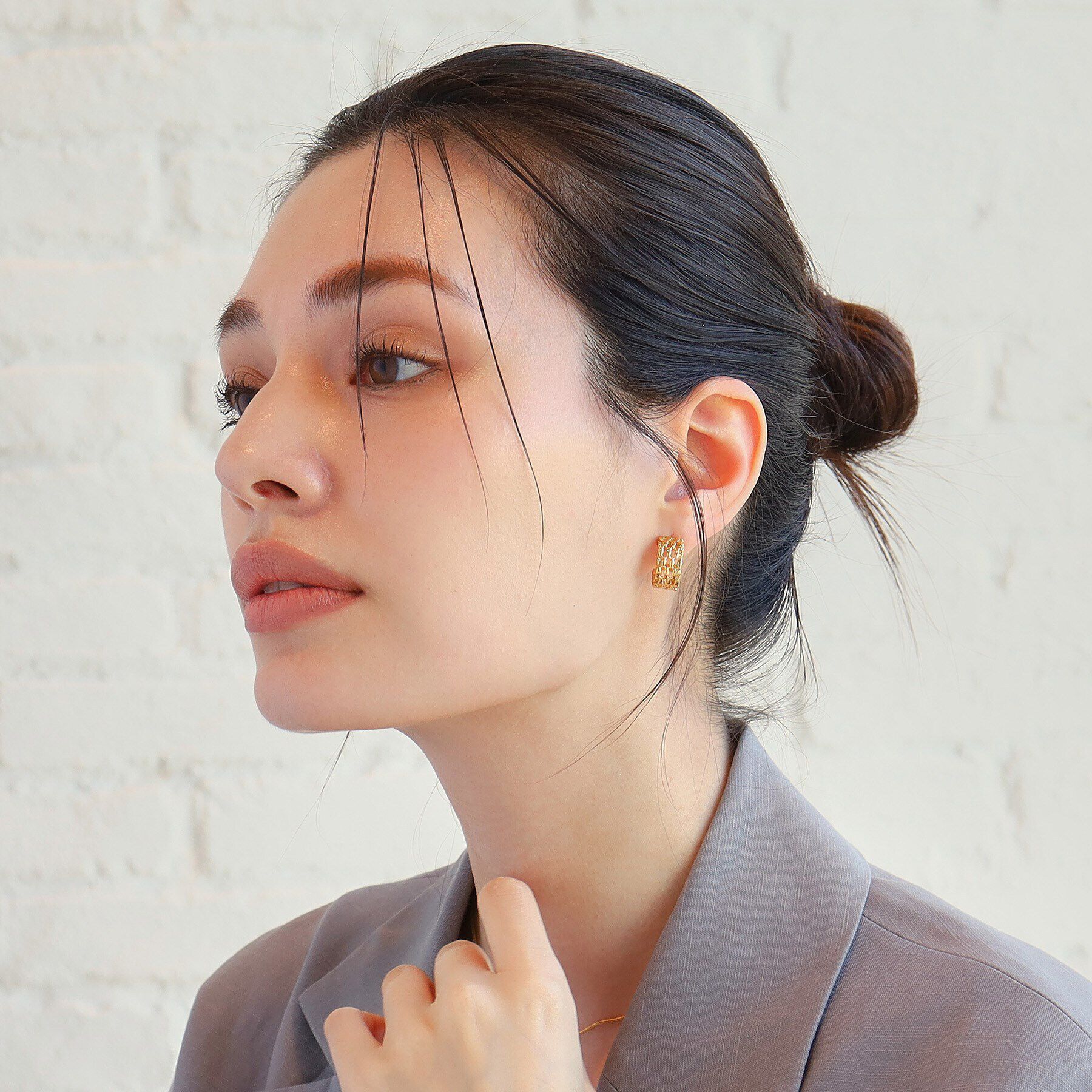 COCOSHNIK ONKITSCH「シルバー スモールフープ マーキスメッシュ ピアス GP」|ピアス|