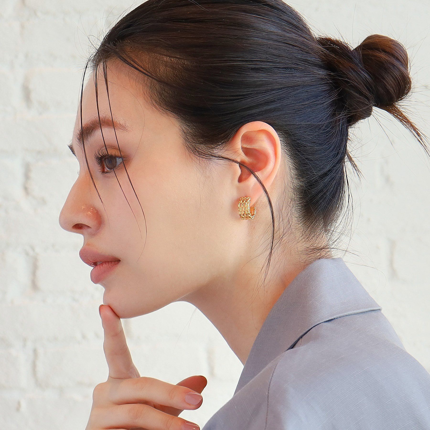 COCOSHNIK ONKITSCH「シルバー スモールフープ マーキスメッシュ ピアス GP」|ピアス|