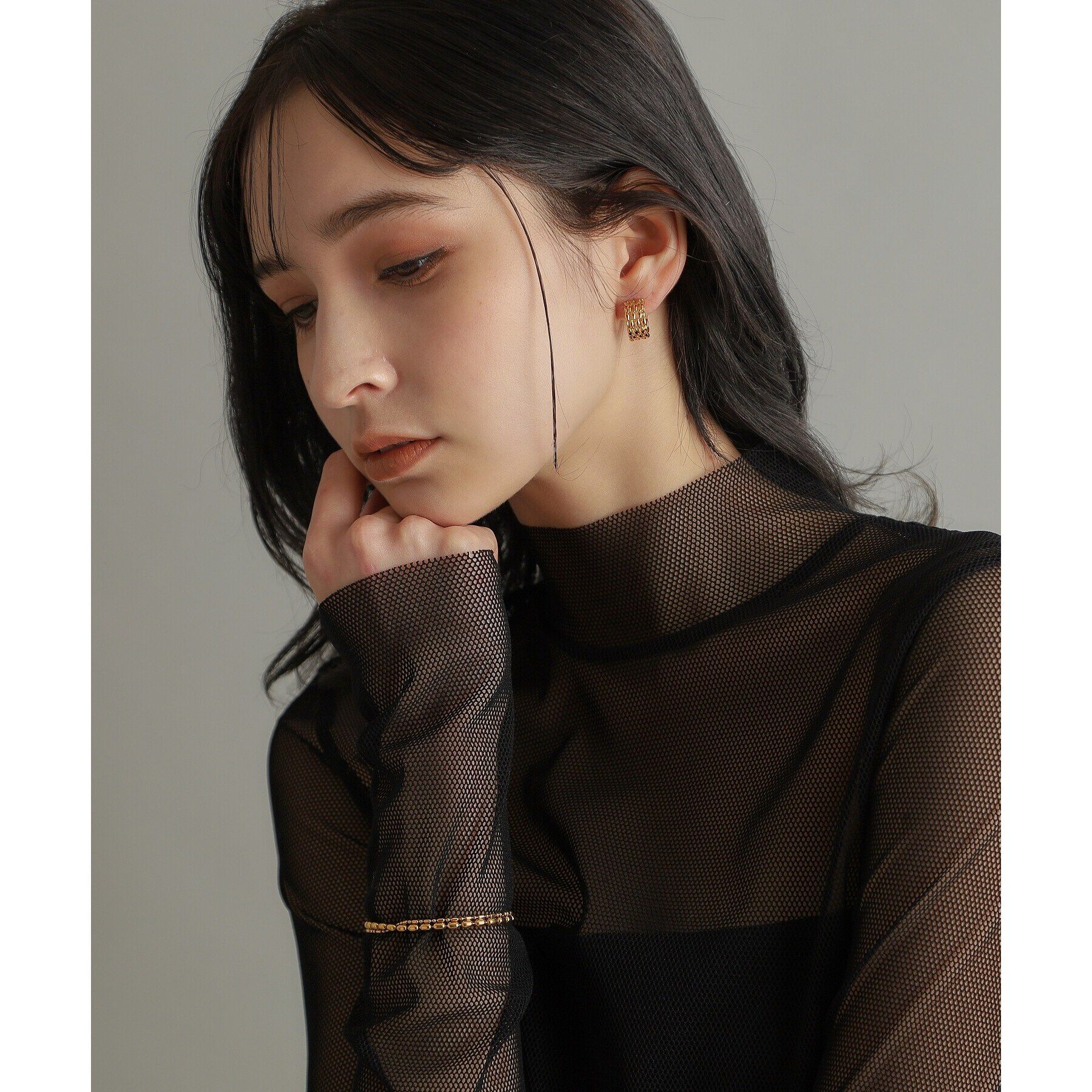 COCOSHNIK ONKITSCH「シルバー スモールフープ マーキスメッシュ ピアス GP」|ピアス|