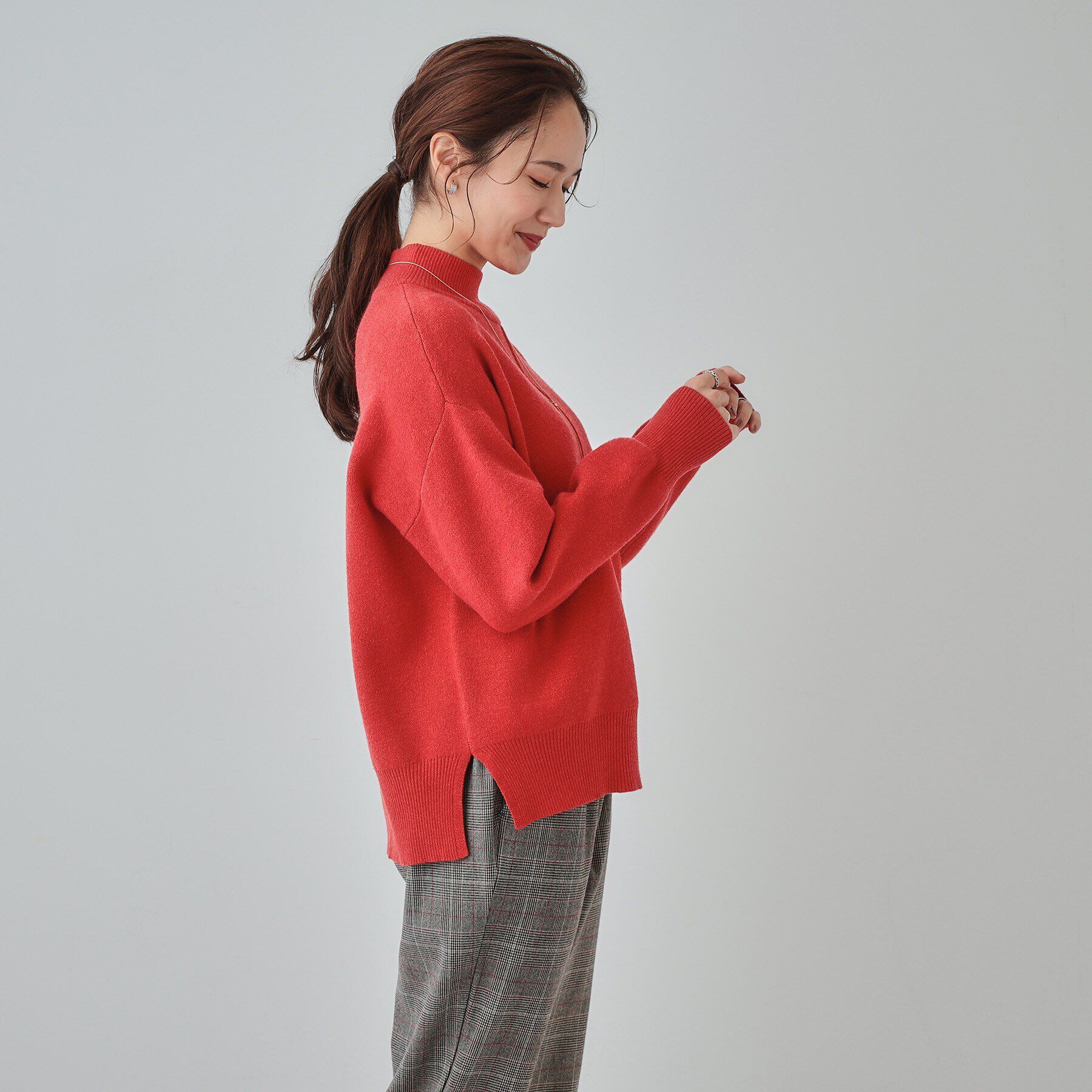 SHOO･LA･RUE「【洗える/ちくちくしにくい/静電気軽減】スウェットライク ハイネックニット」|ニット・セーター|