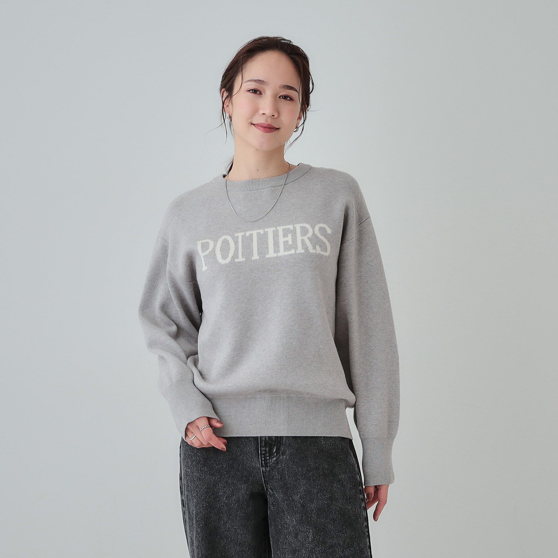 SHOO･LA･RUE「【洗える/ちくちくしにくい/静電気軽減】スウェットライク ロゴニット」|ニット・セーター|