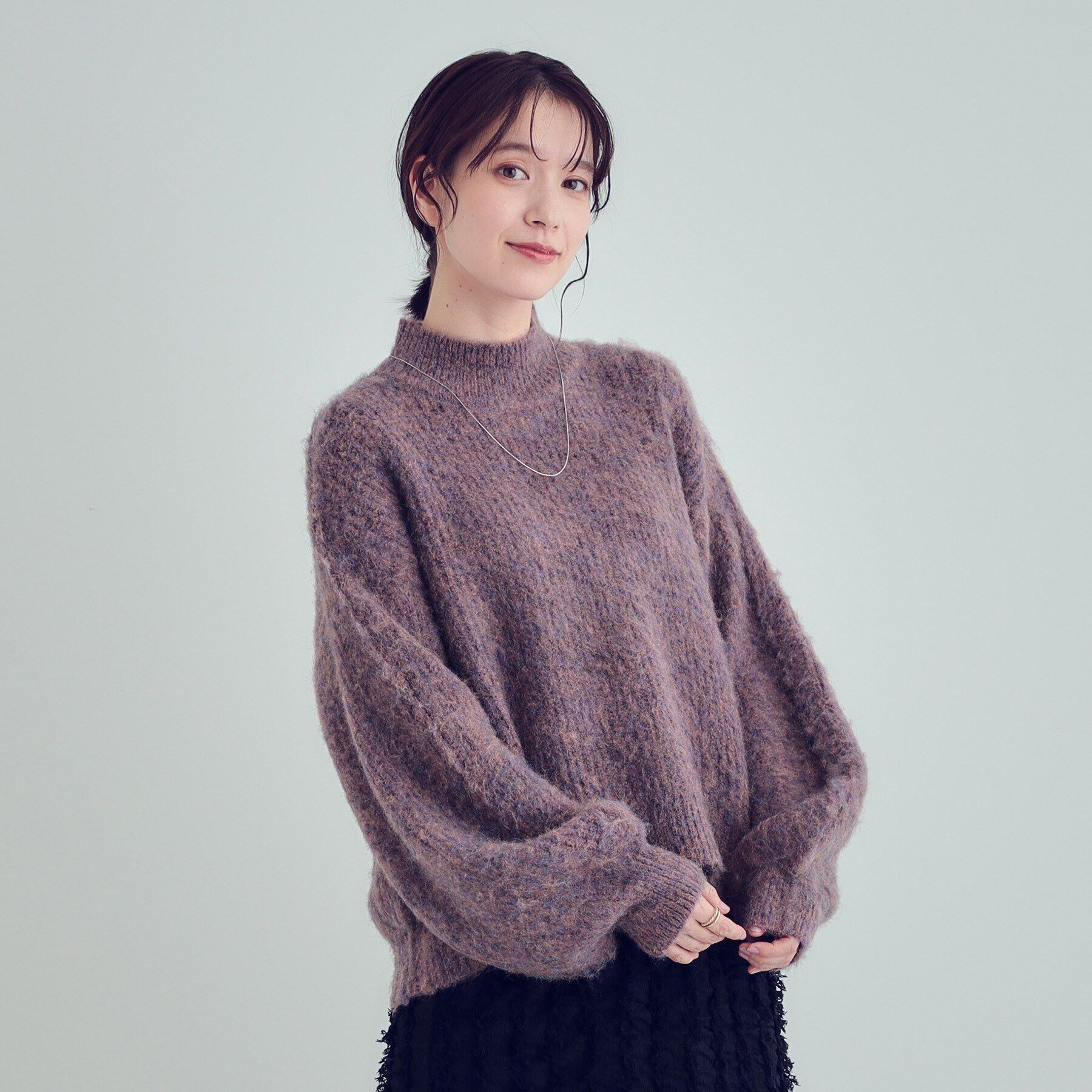 SHOO･LA･RUE「【S-LL/体型カバー】ふわふわMIXハイネックニット」|ニット・セーター|