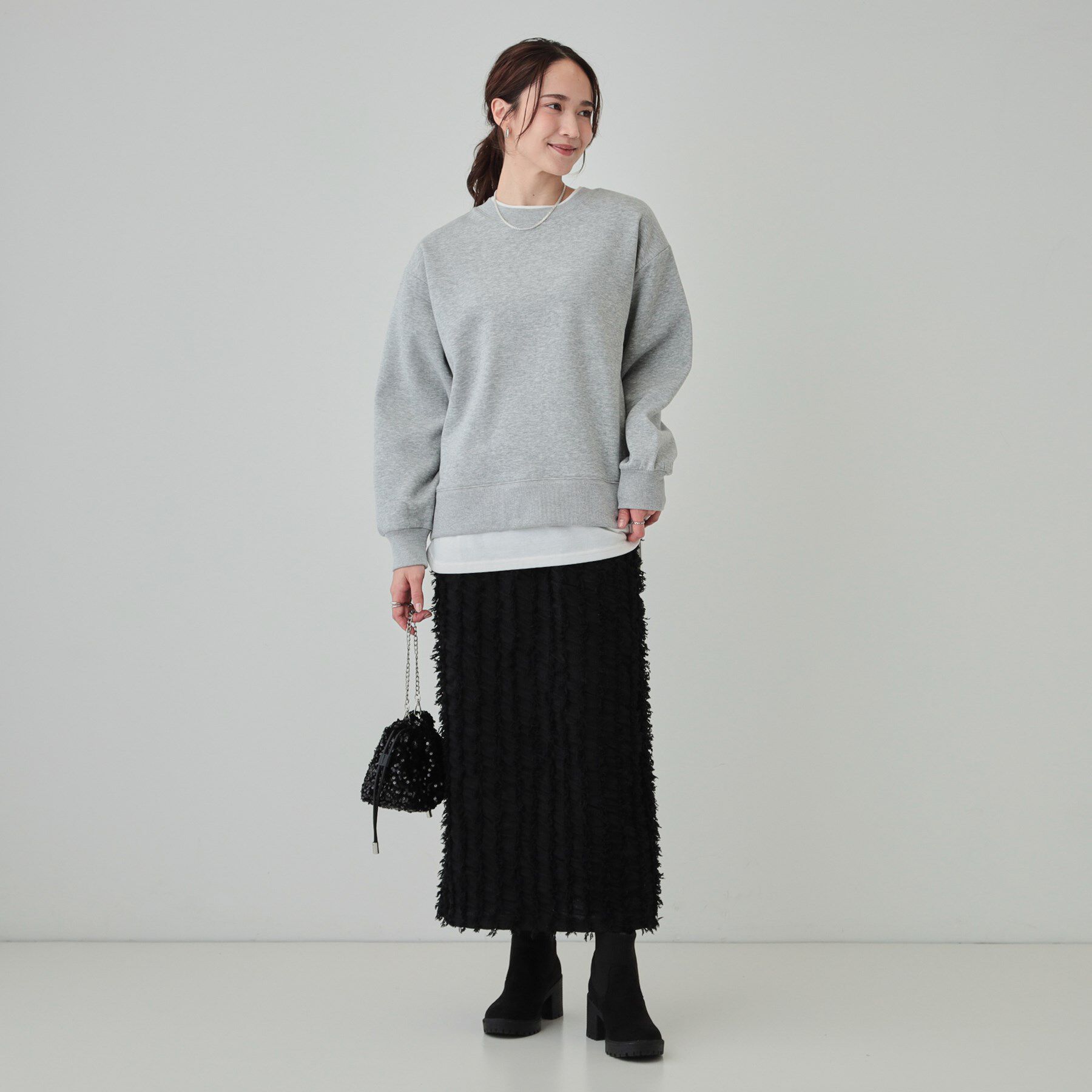 SHOO･LA･RUE「【洗える/S-LL】着るだけ簡単こなれ感 裏起毛レイヤード風スウェット【SHOO WARM】」|パーカー|