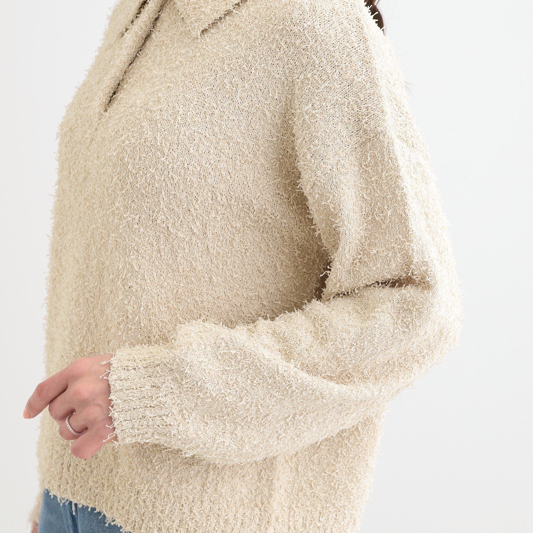 SHOO･LA･RUE「【S-LL】大人ヘルシー やわらかカールヤーン ポロニット」|ニット・セーター|