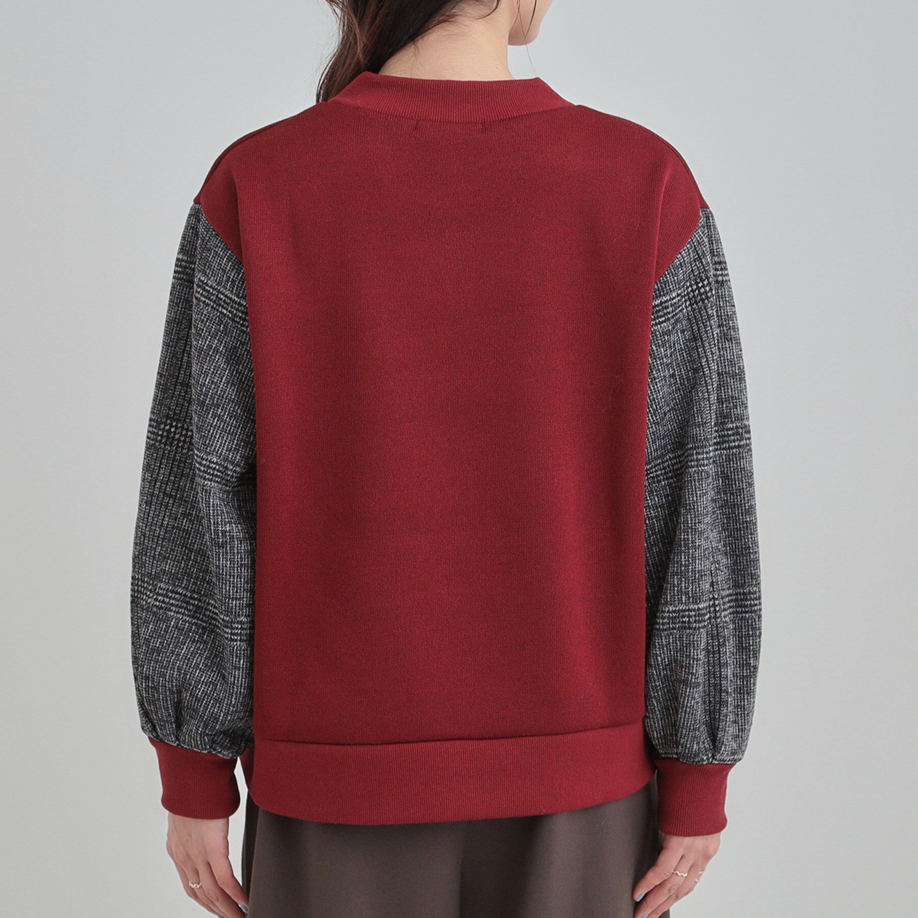 SHOO･LA･RUE「【S-L/あったか】お袖チェック裏起毛トップス」|パーカー|