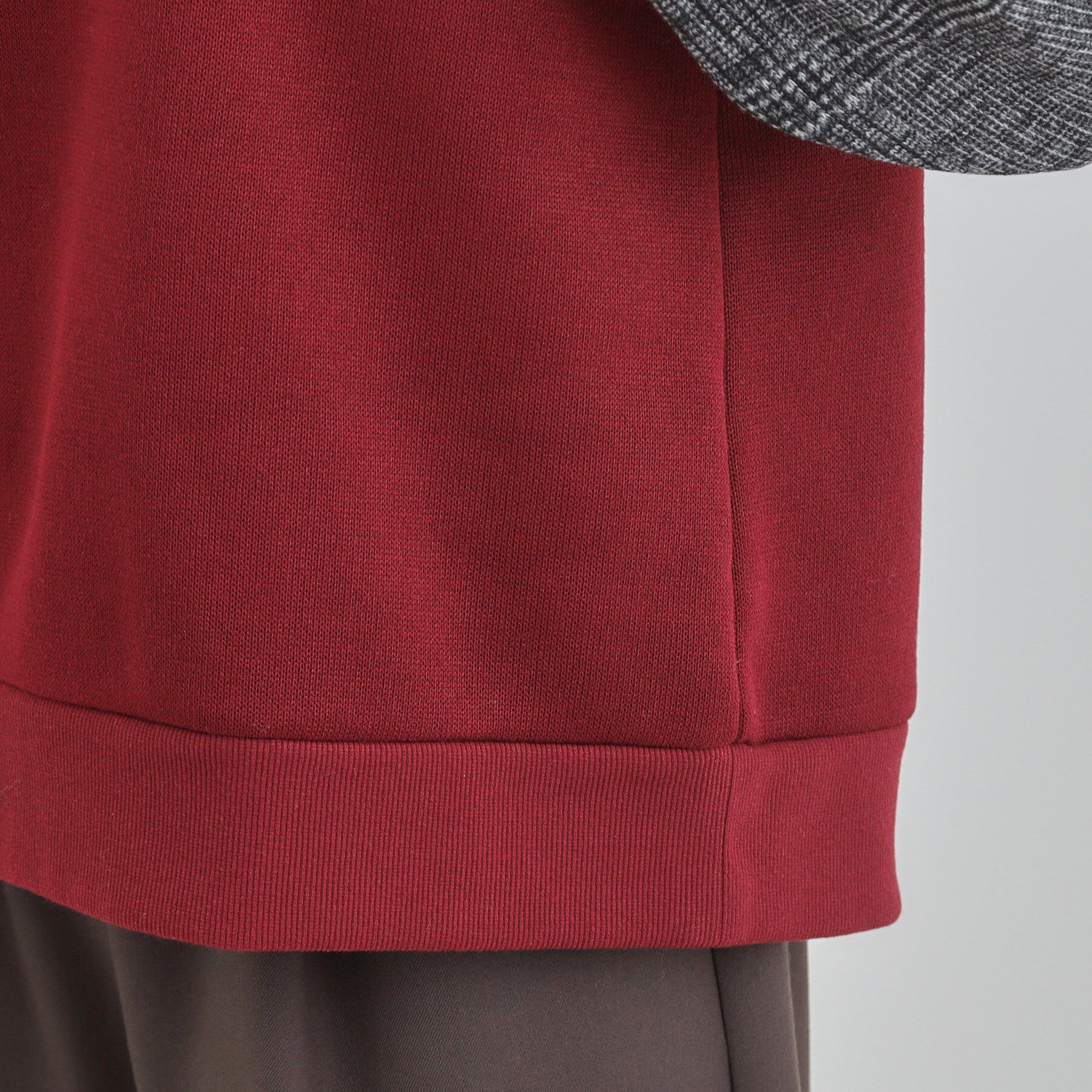 SHOO･LA･RUE「【S-L/あったか】お袖チェック裏起毛トップス」|パーカー|