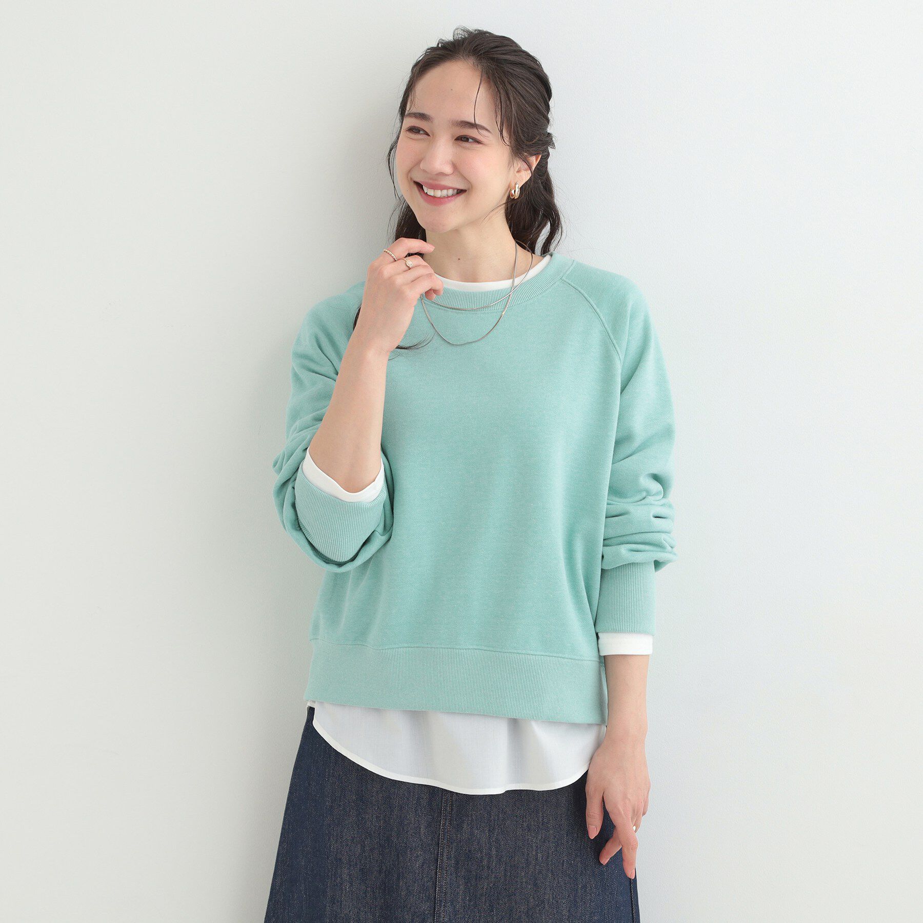 SHOO･LA･RUE「MIX調 シンプルラグランスウェット」|パーカー|