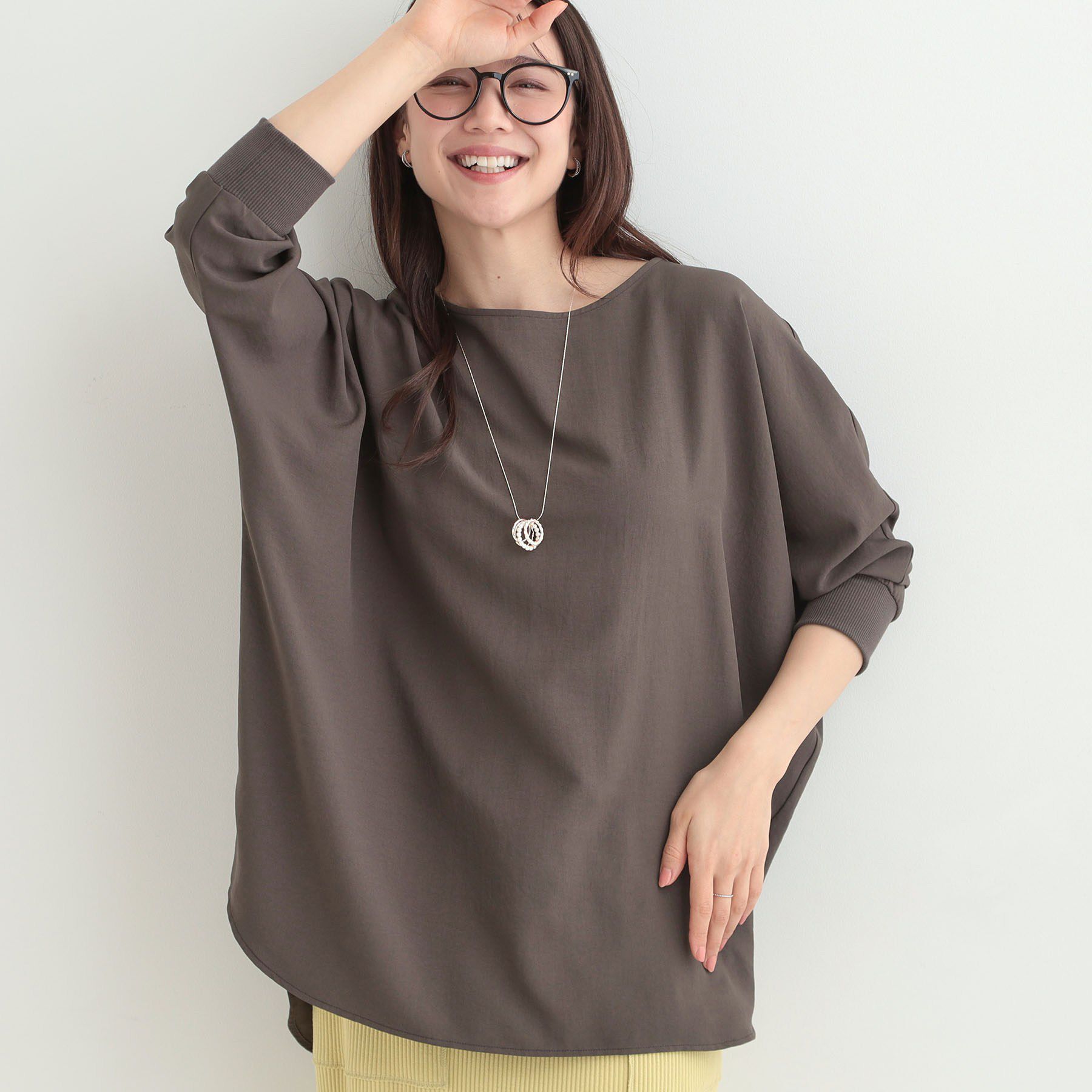 SHOO･LA･RUE「【着丈選べる/体型カバー】さらさらとろん ドルマンブラウス」|シャツ・ブラウス|ブラウンロング(84