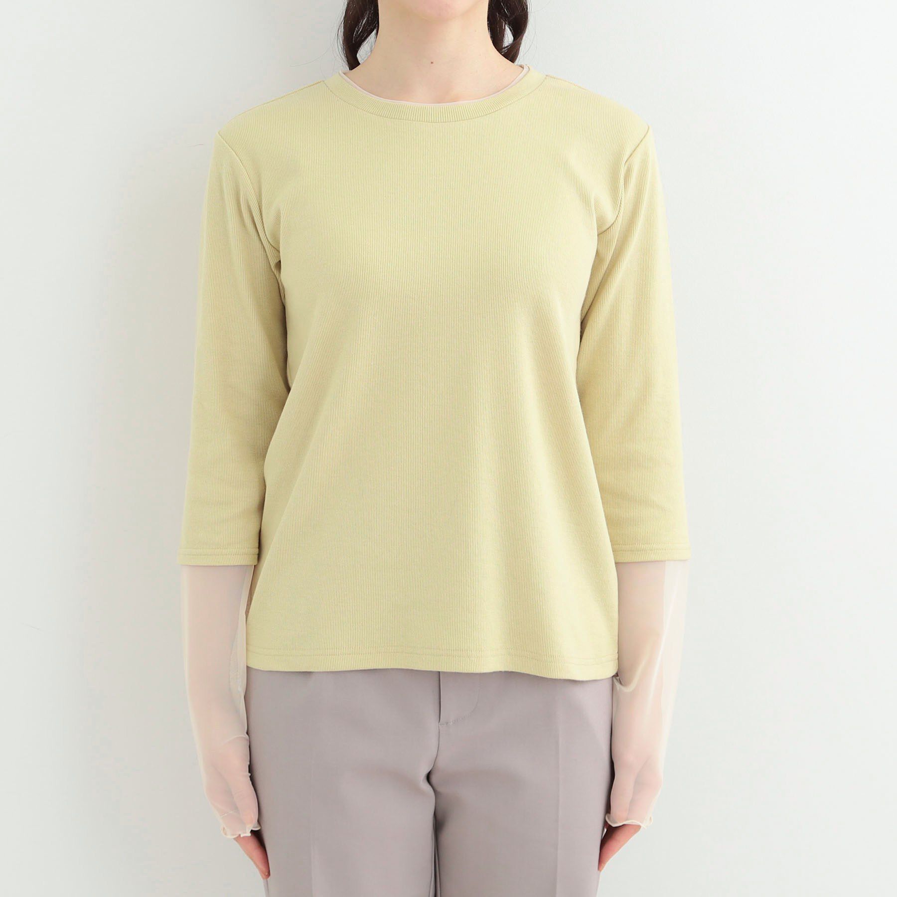 SHOO･LA･RUE「【S-LL】レイヤードスタイルに チュール切替ロンT」|Tシャツ・カットソー|