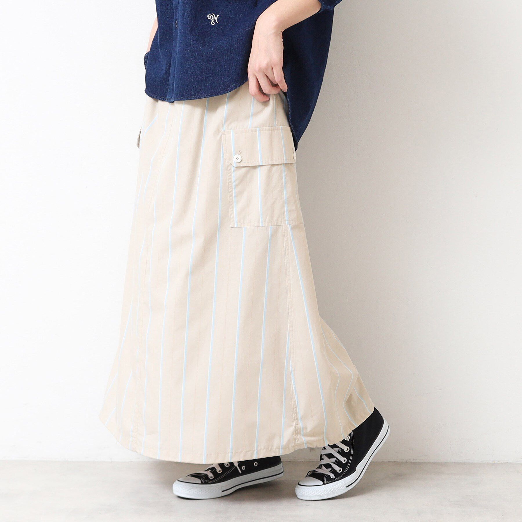 Dessin「【洗える・ウエストゴム】スピンドル付ストライプスカート（S～L）」|スカート|