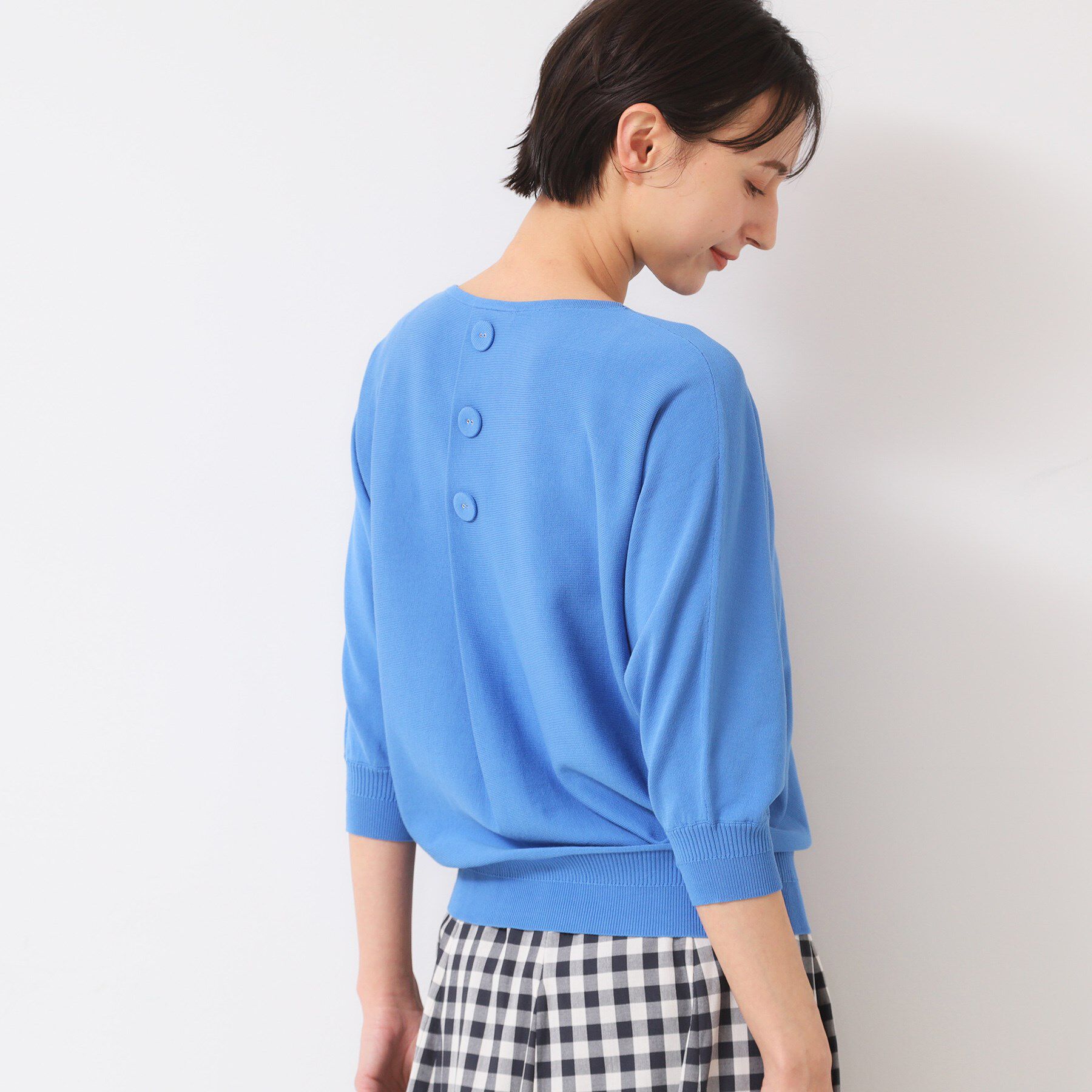 Dessin「【選べる7色展開・洗える】後ろボタンニットプルオーバー七分袖（XS～L）」|ニット・セーター|