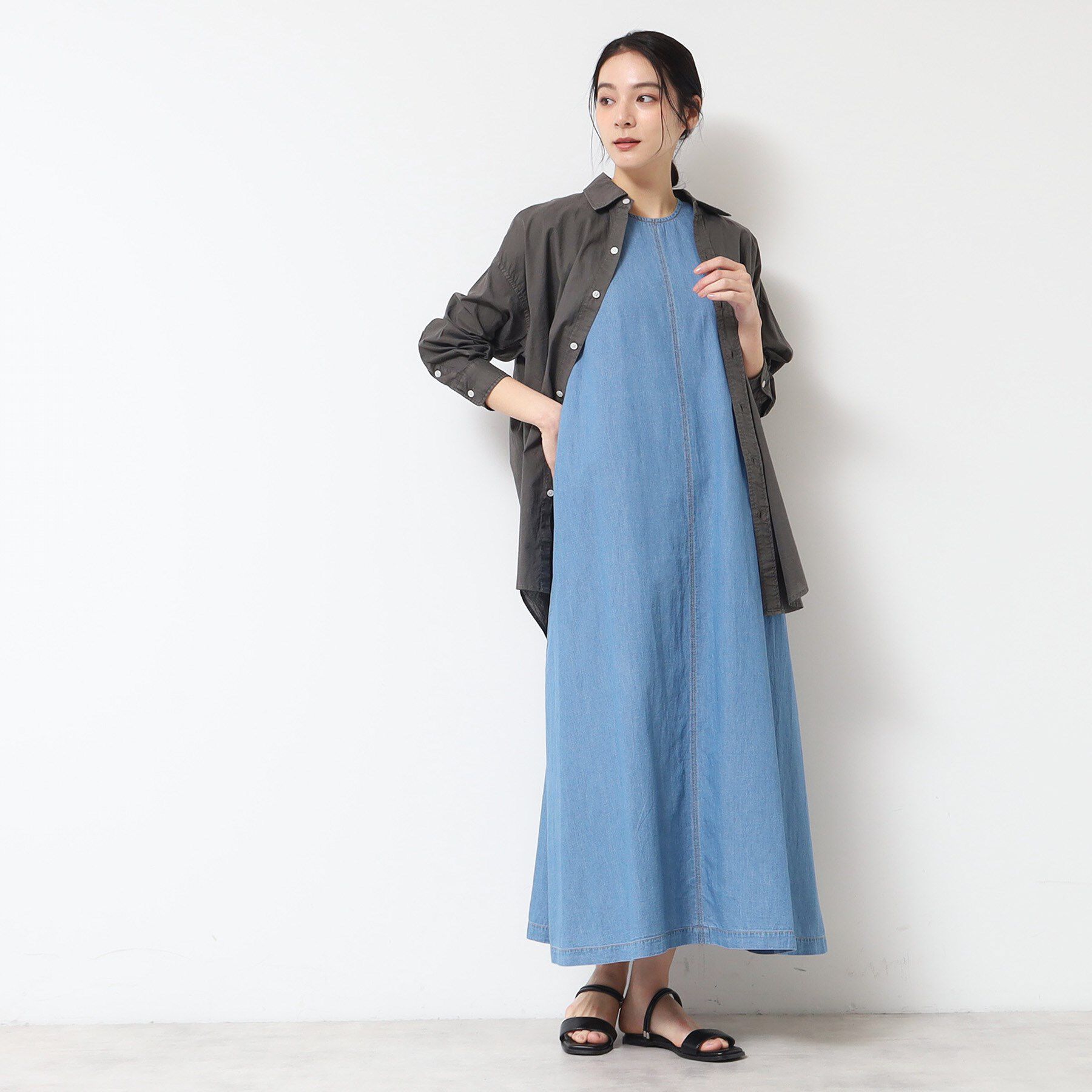 Dessin「【洗える】綿麻デニムワンピース」|ワンピース|