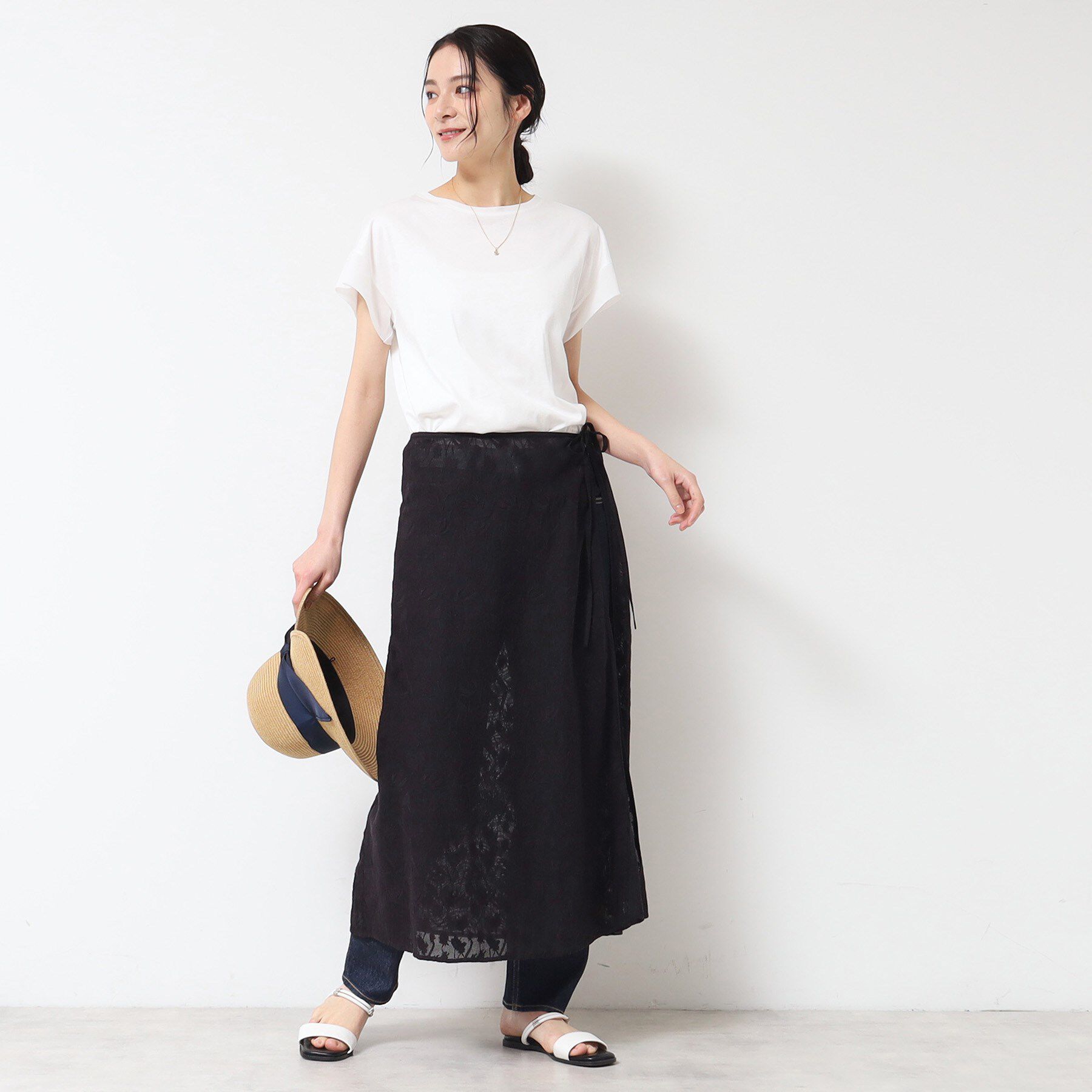 Dessin「【洗える】刺繍柄インドレース巻きスカート」|スカート|