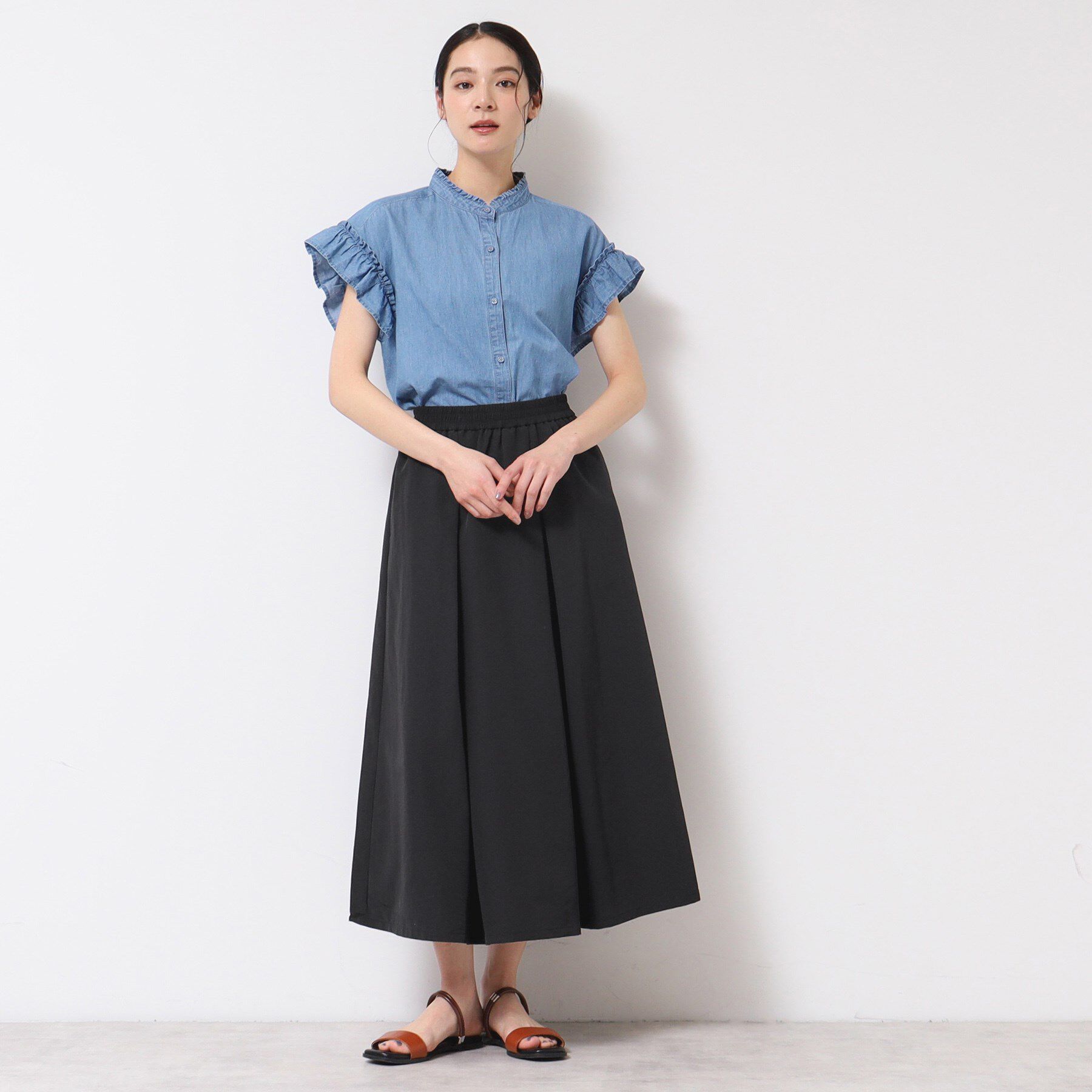 Dessin「【ウエストゴム・洗える】ナイロンフレアスカート」|スカート|