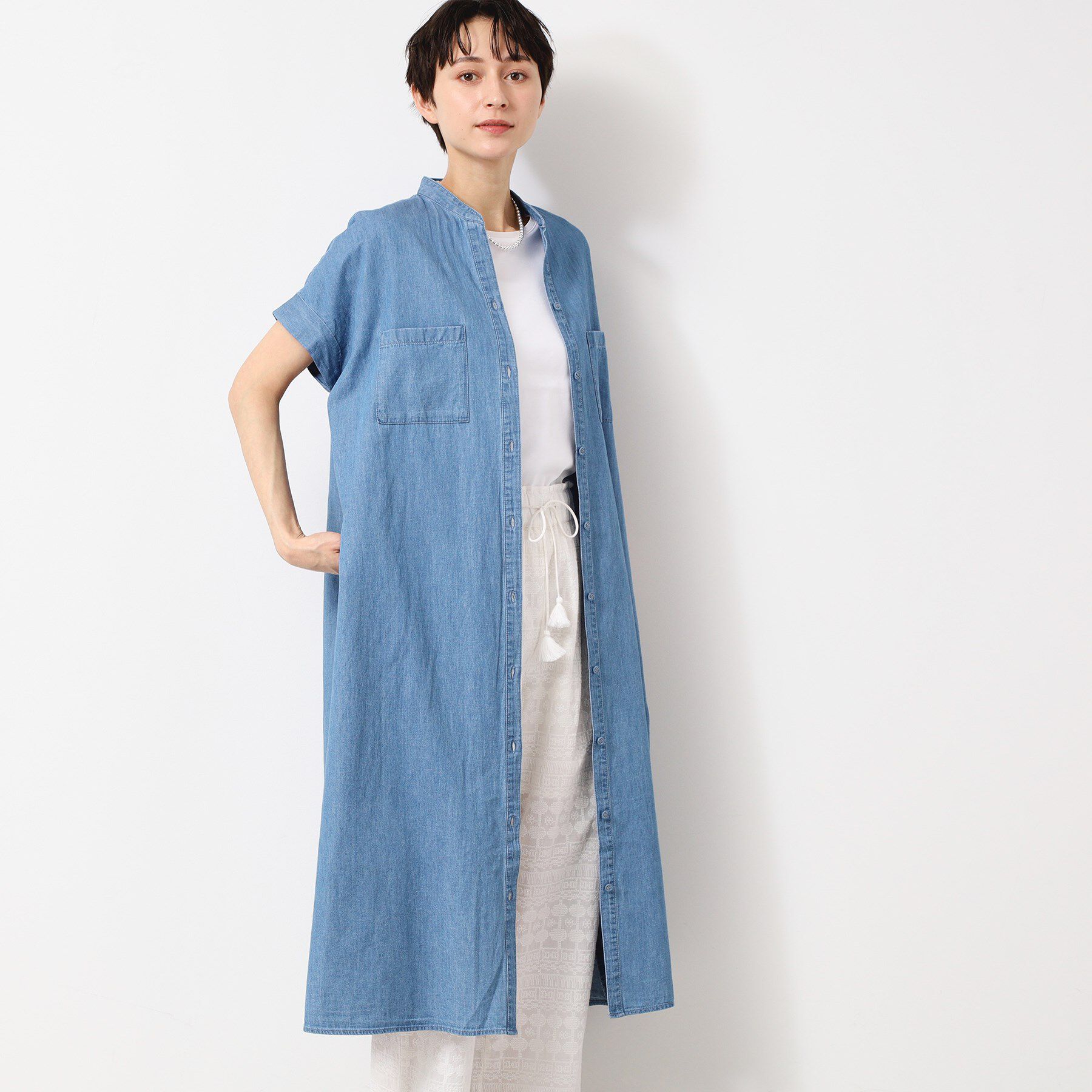 Dessin「【洗える】リネンブレンドデニム調シャツワンピース（S～L）」|ワンピース|