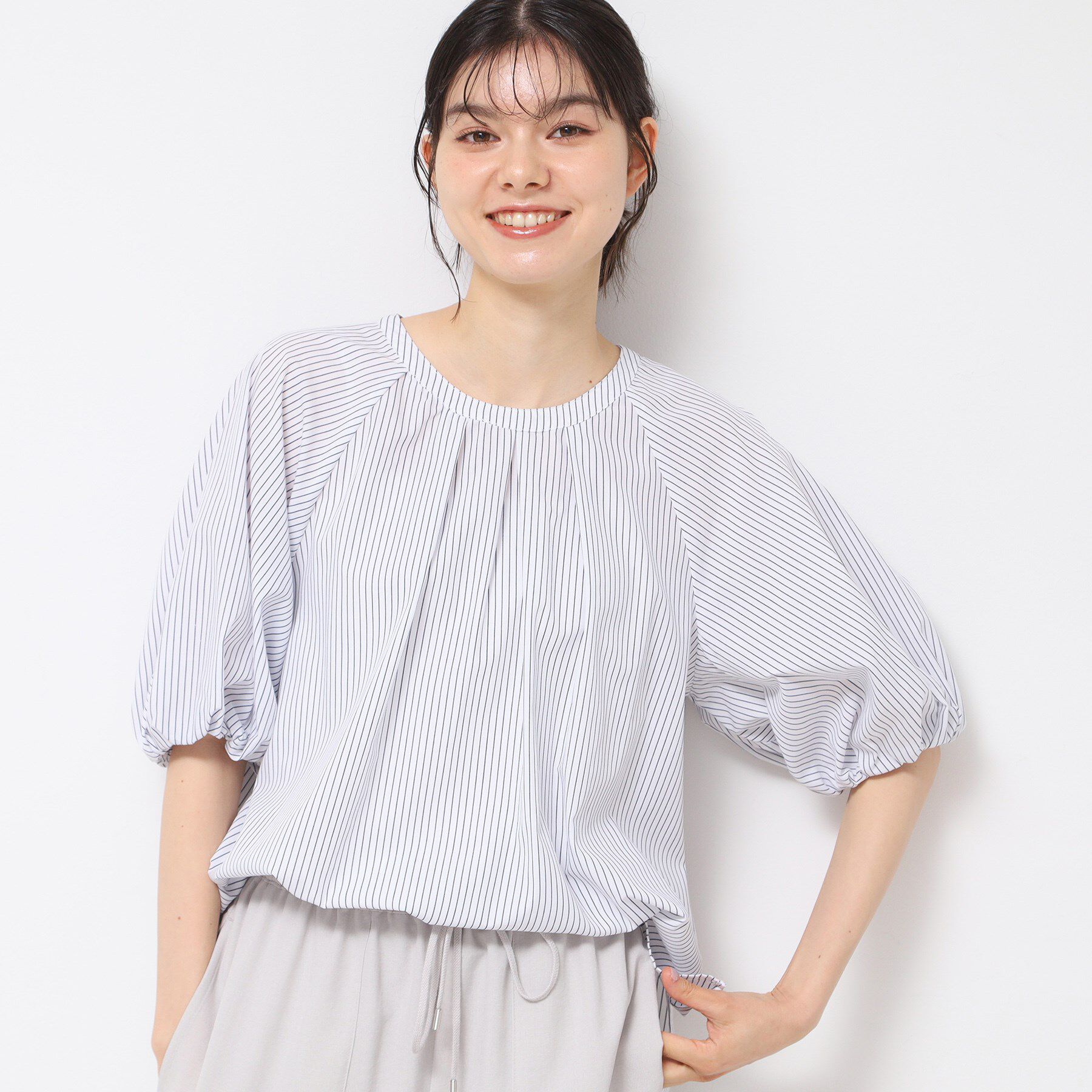 Dessin「【洗える】ギャザー入りバルーンスリーブブラウス」|シャツ・ブラウス|