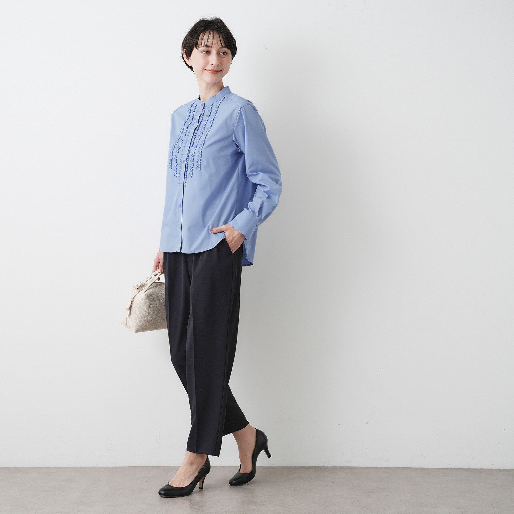 Dessin「【入卒/セレモニー/洗える】フロントフリルネックブラウス」|シャツ・ブラウス|