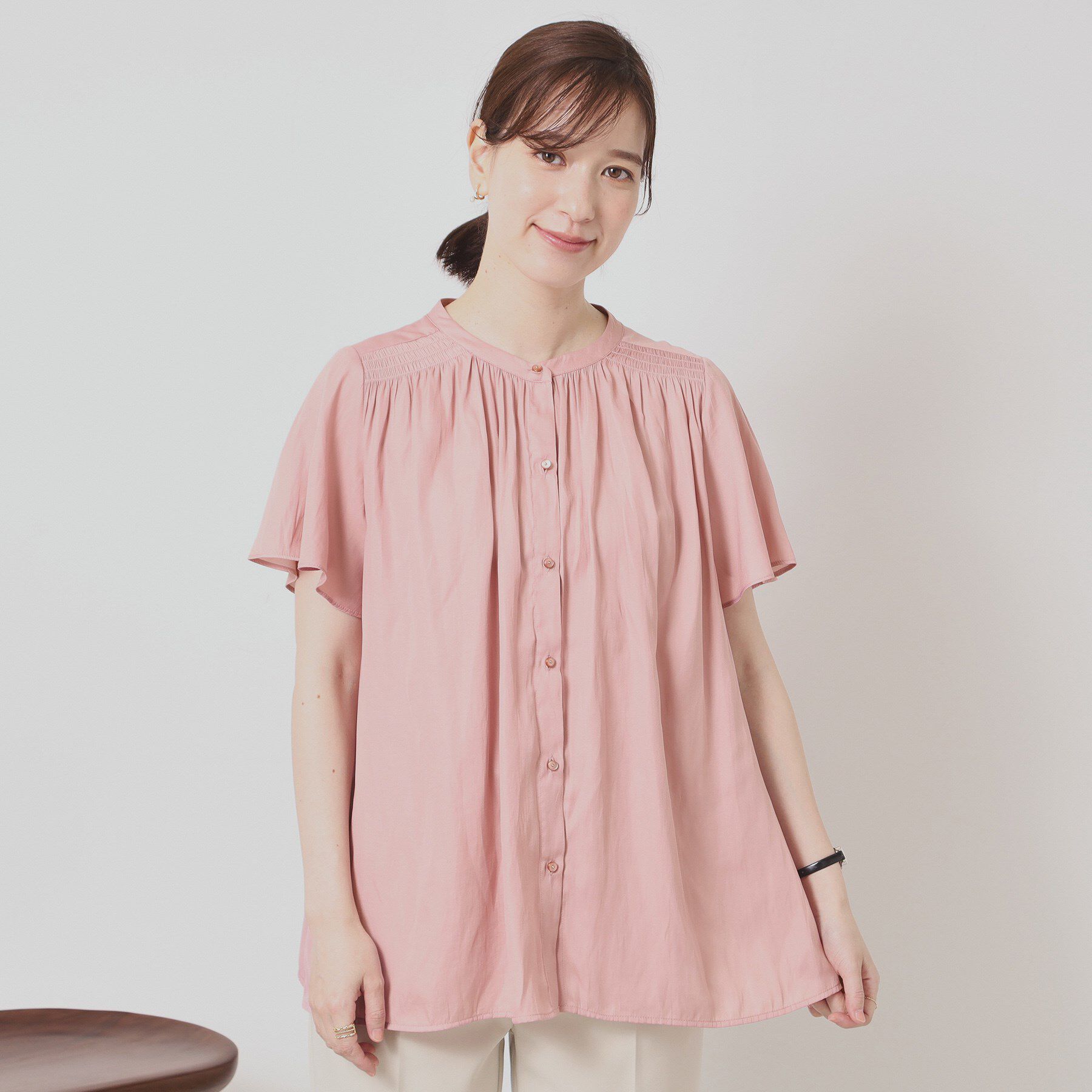 ITS&rsquo;DEMO「【手洗い可】サテンフレア袖ブラウス」|シャツ・ブラウス|