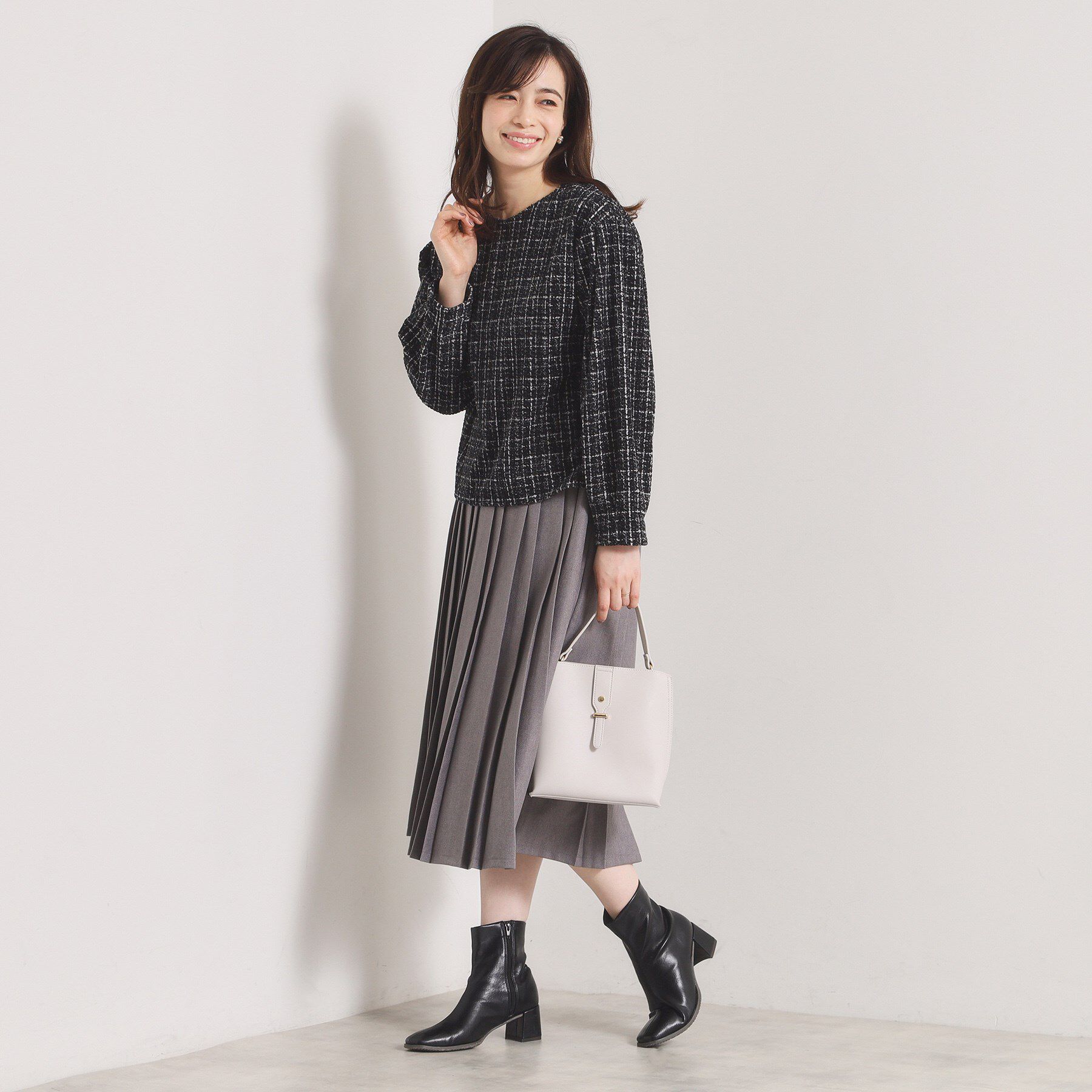 ITS&rsquo;DEMO「【手洗い可／セットアップ可】ツイード風プリントブラウス」|シャツ・ブラウス|